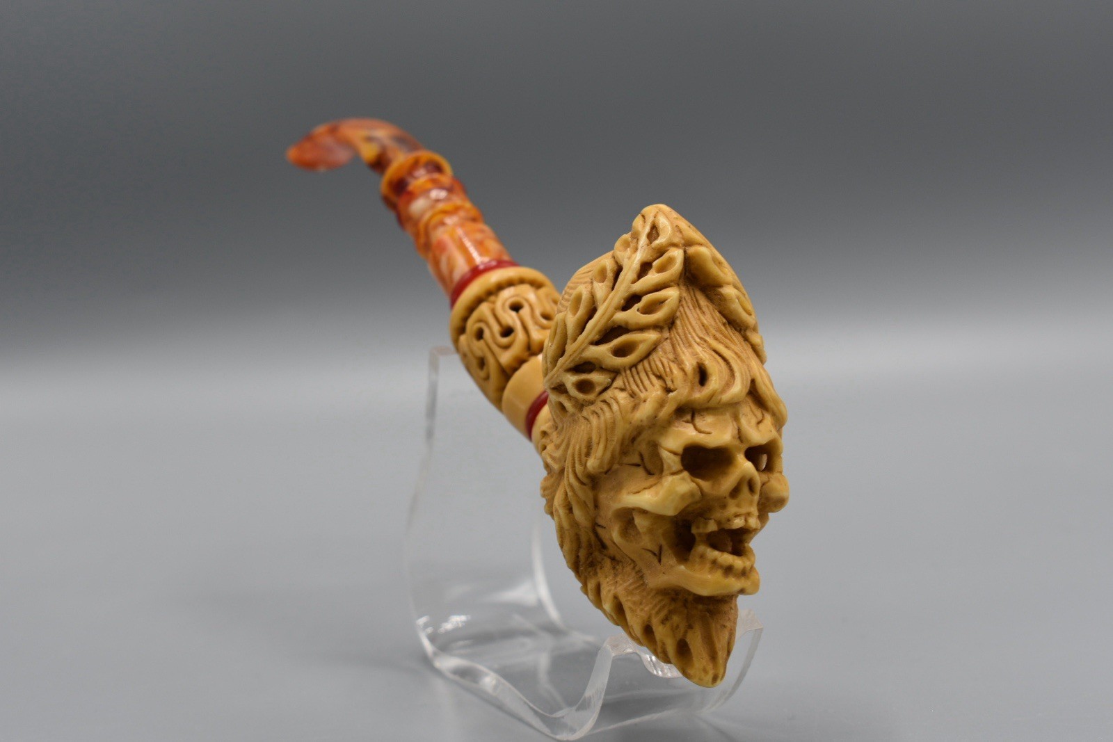 Zeus Skull Pipe Block Meerschaum-NEW HANDMADE W CASE#628