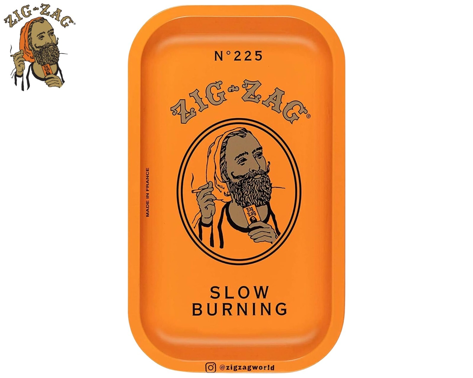 ZIG-ZAG Rolling Tray – Small Metal Rolling Tray – Orange Design 10.75″ x 6.5″