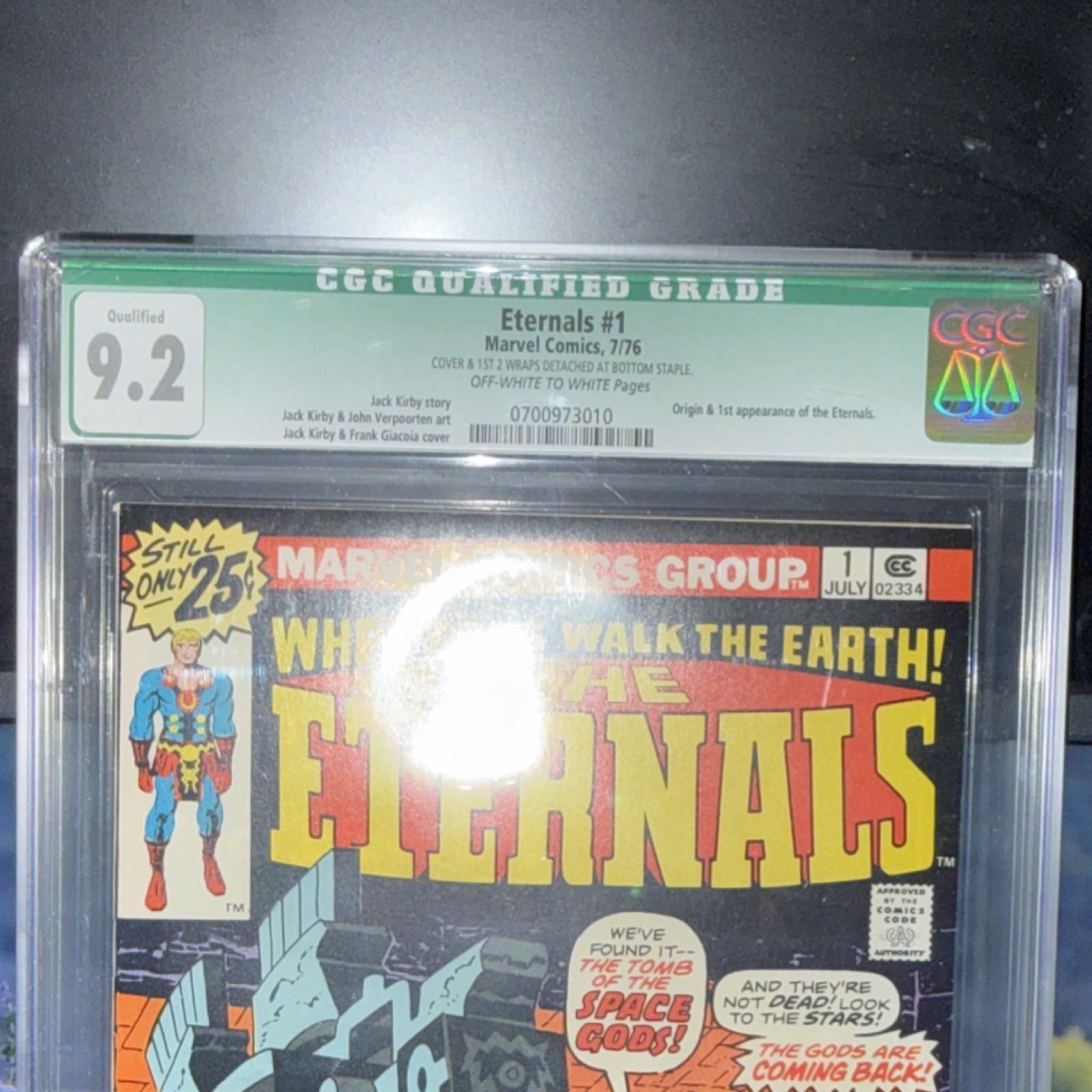 Eternals #1 (Marvel Comics 1976) CGC 9.2 Qualified Jack Kirby 25 Cent Variant
