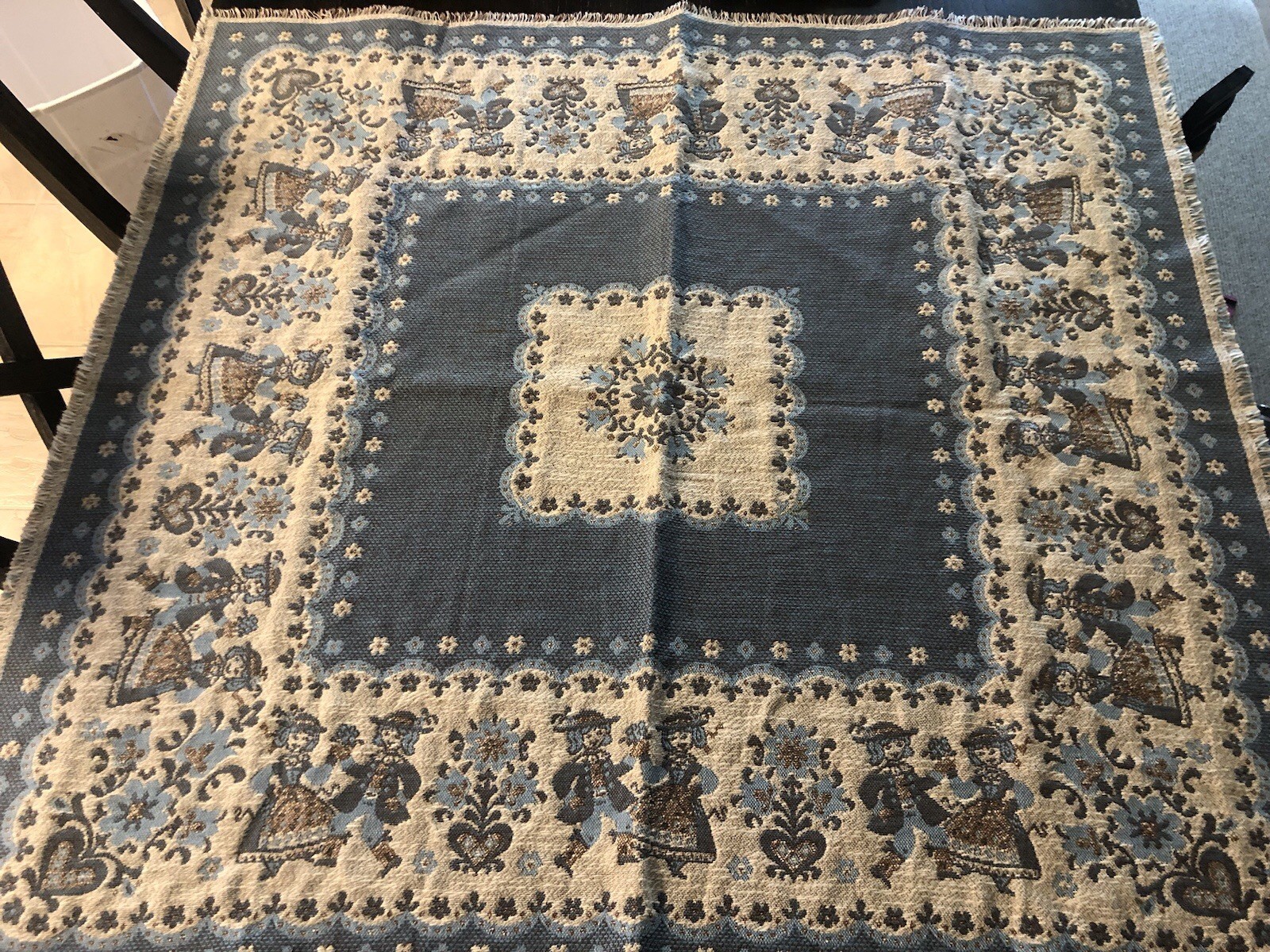 Made In Austria Cotton/Linen Table Cloth Covering Country Cottage (some Stains)