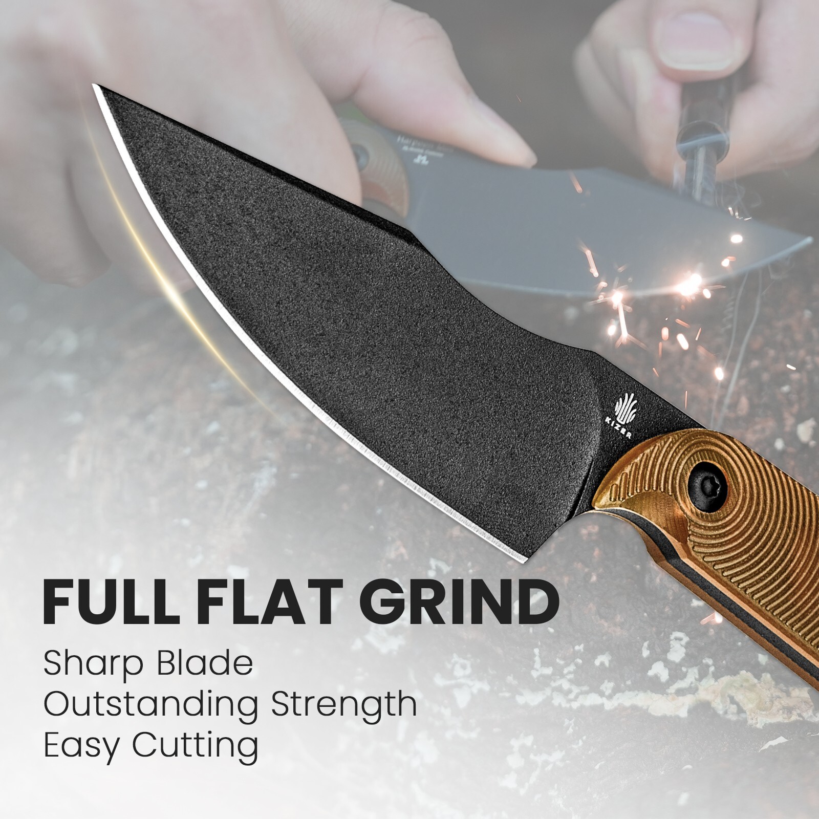 Kizer Harpoon Mini PEI/G10 Handle Pocket Fixed Blade Knife 3V Steel with Sheath