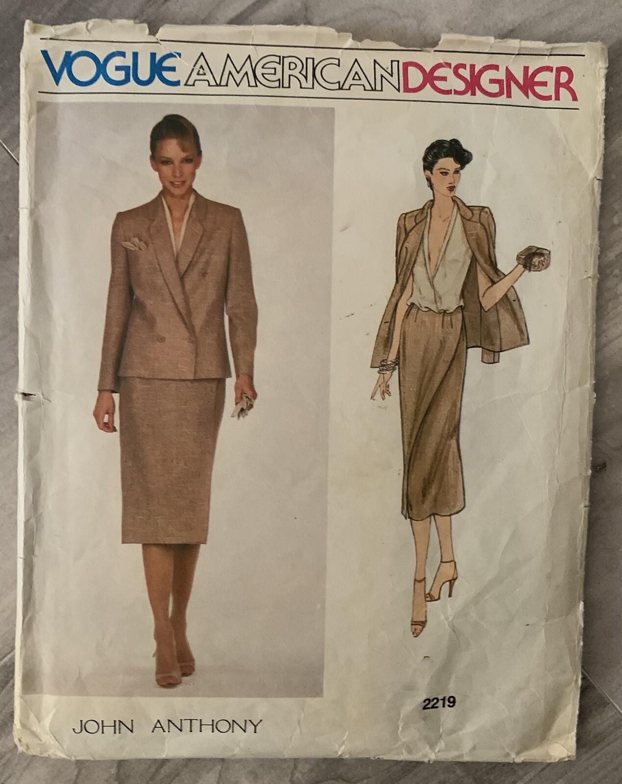 Vogue 2219 Wrap Blouse, Double Breasted Blazer & Slim Wrap Skirt Sz 8 Pattern