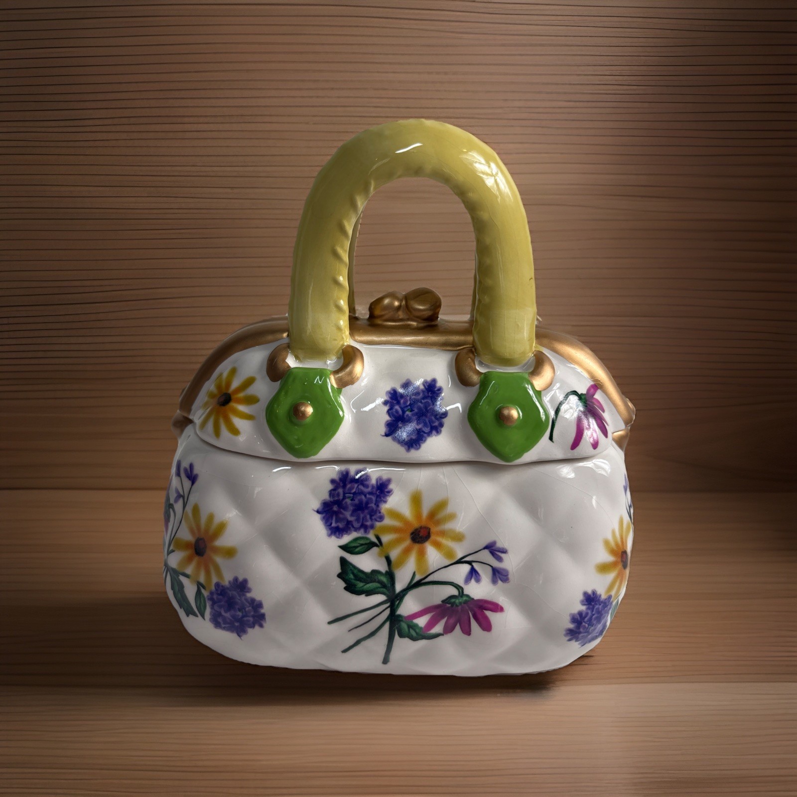 DAVID’S COOKIES FLORAL DESIGN PURSE COOKIE JAR