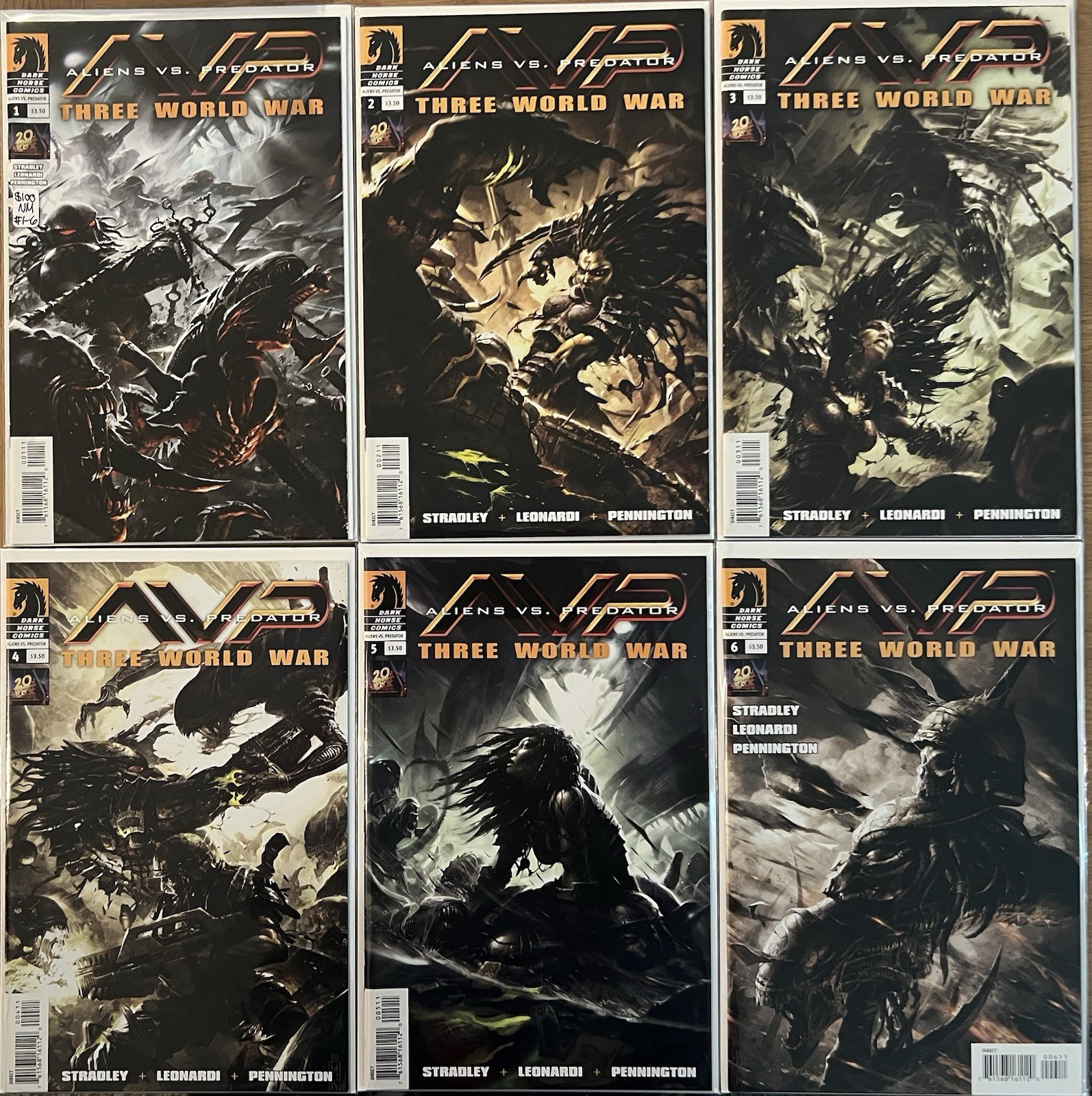 ALIENS VS PREDATOR THREE WORLD WAR #1 2 3 4 5 6 NM 1-6 DARK HORSE COMICS SET LOT