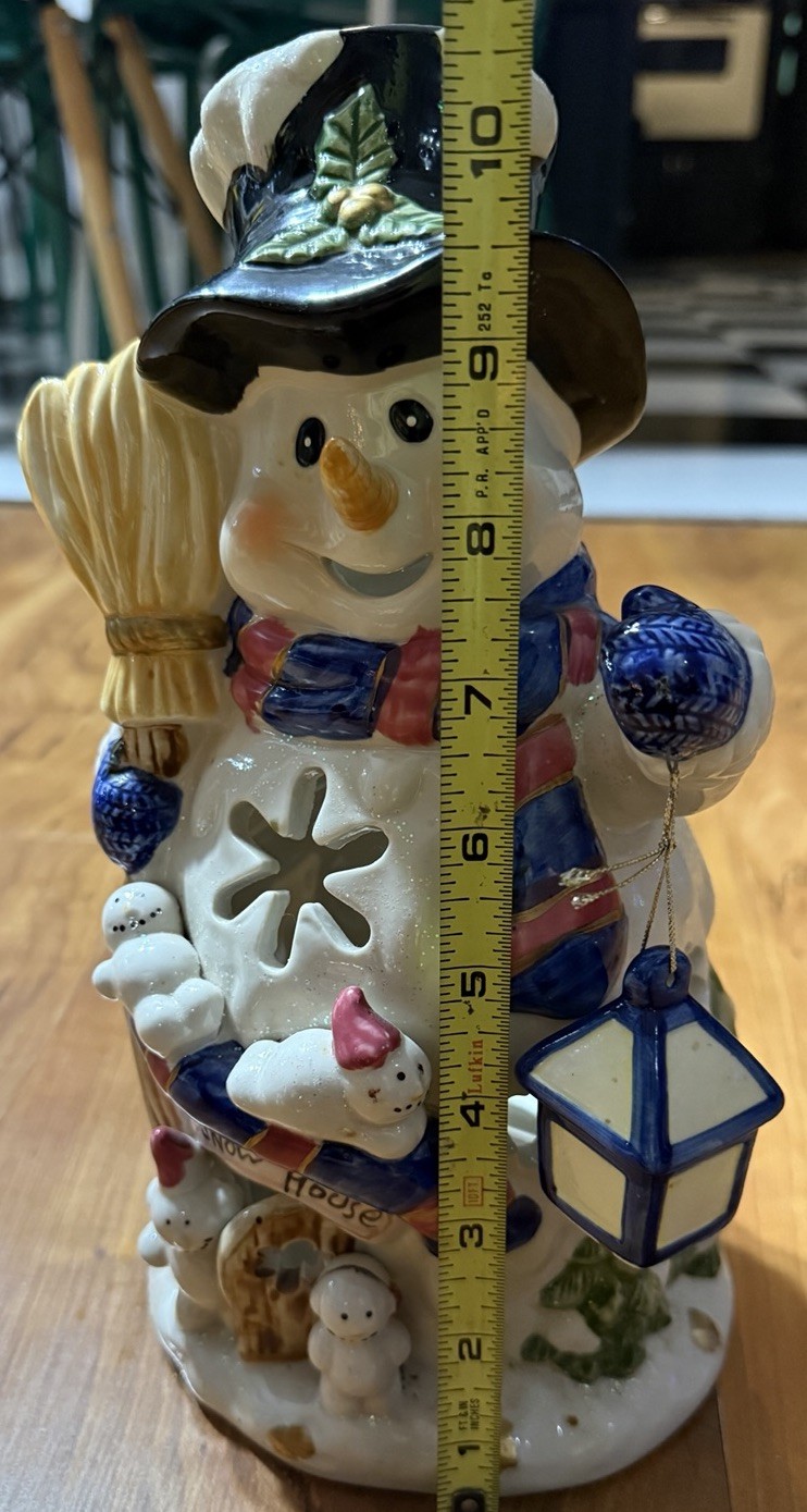 Home & Garden Party Snowman 11″ Tealight House Item Ceramic Christmas Winter