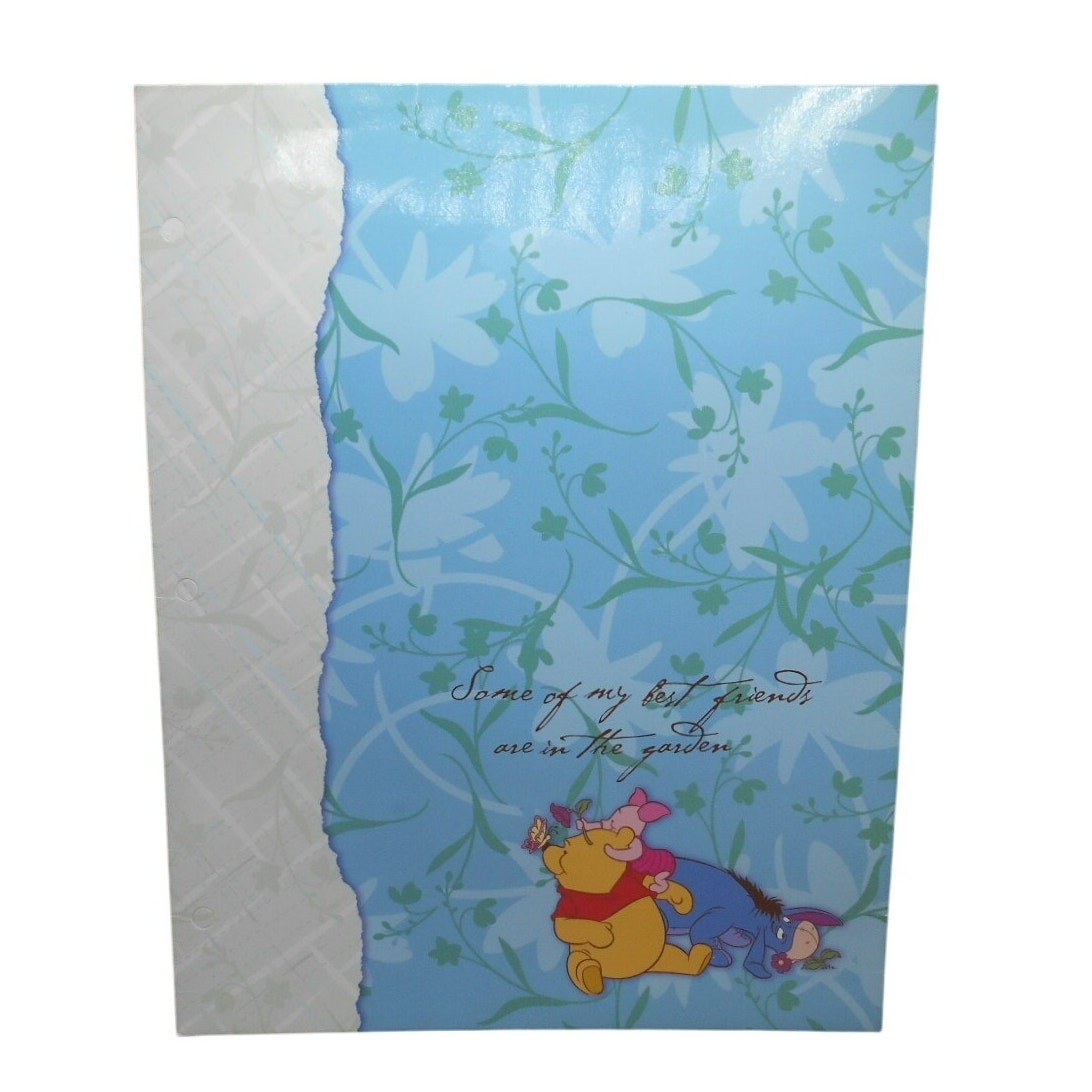 Disney’s Winnie the Pooh Folder Vintage Pen-Tab Unpunched Friends in Garden