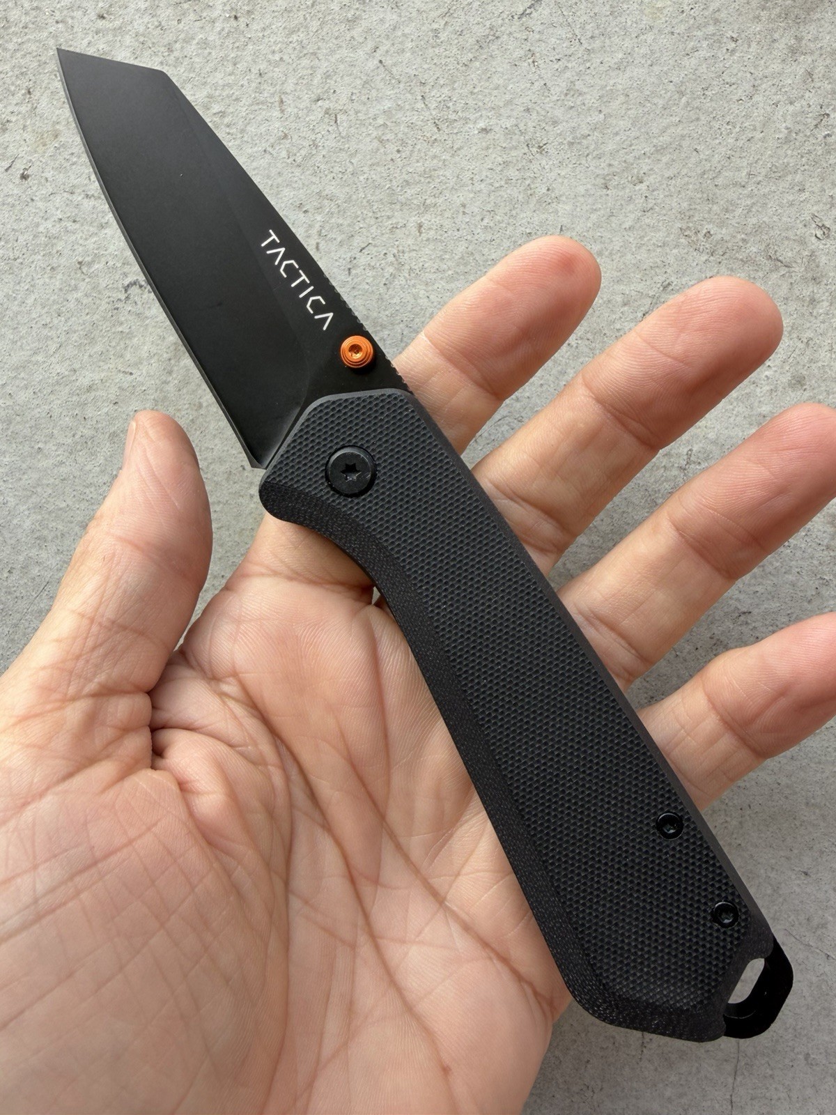TACTICA GEAR K100 EDC D2 STEEL FOLDING KNIFE REVERSE TANTO BLADE G10 SCALES, EXC