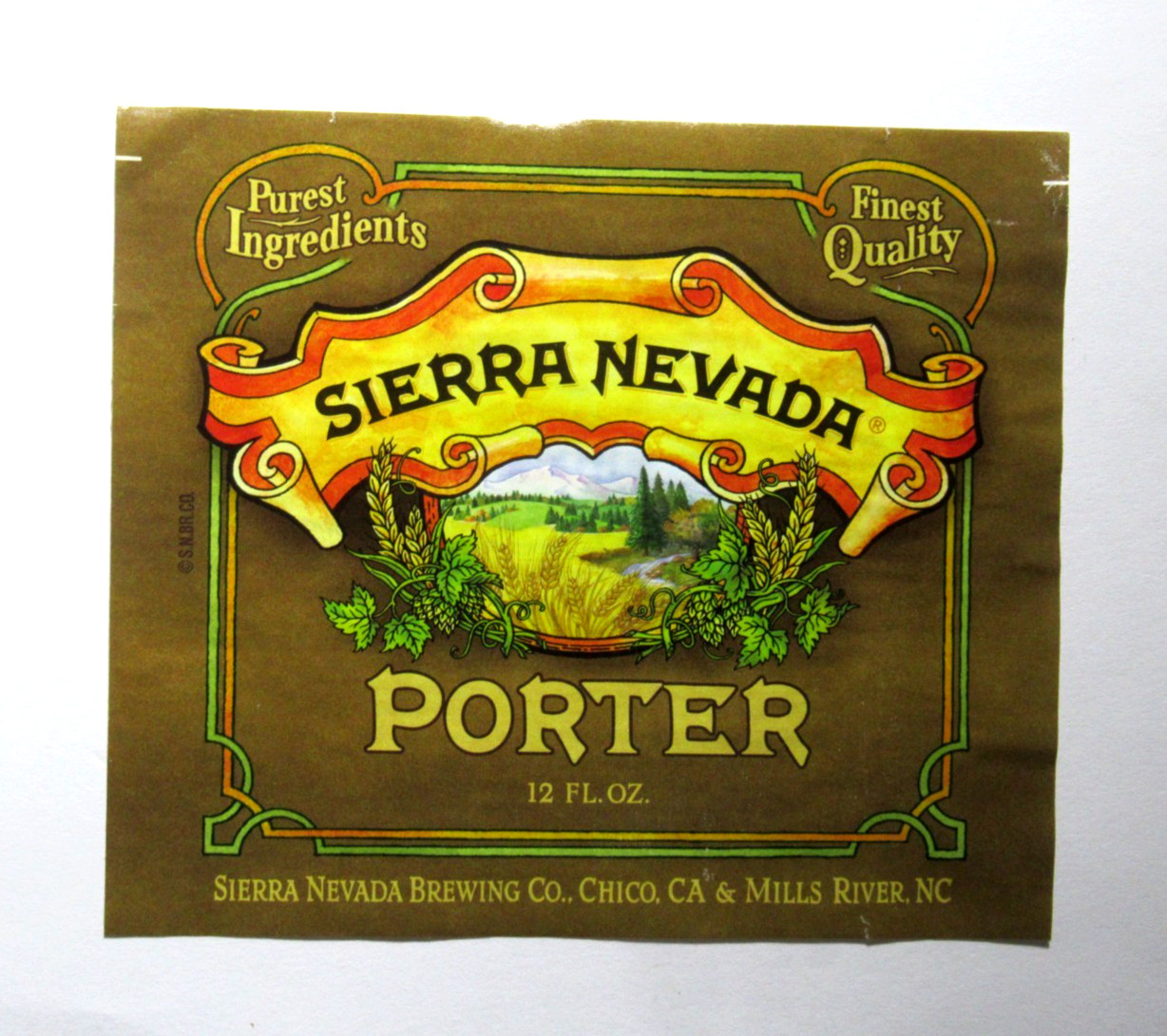 Sierra Nevada Brewing Porter Beer Label 12 Fl Oz Vintage Chico CA United States