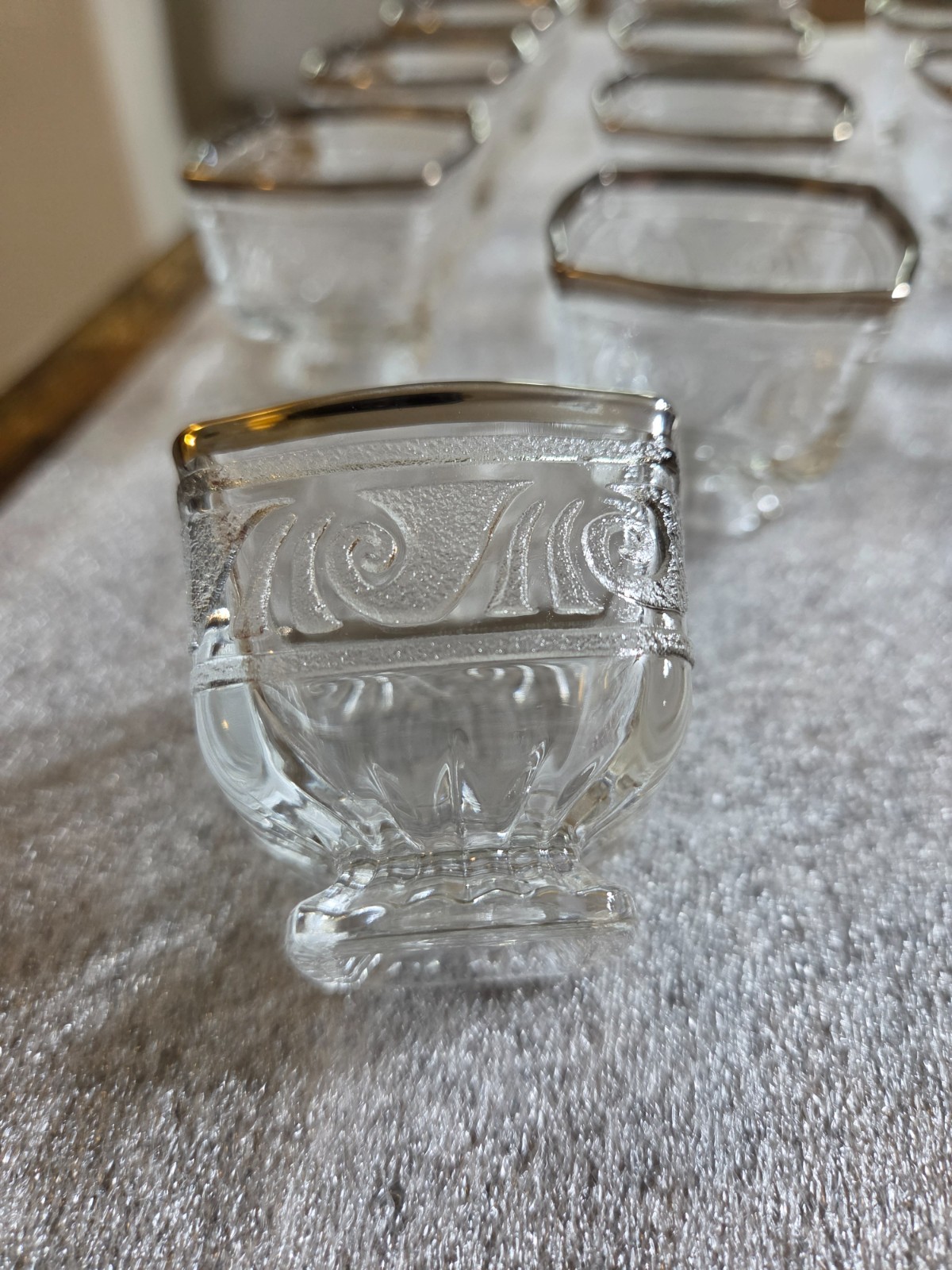 Vintage Mid-Century Clear Glass Salt Cellars / Toothpick Holders – Set of 12
