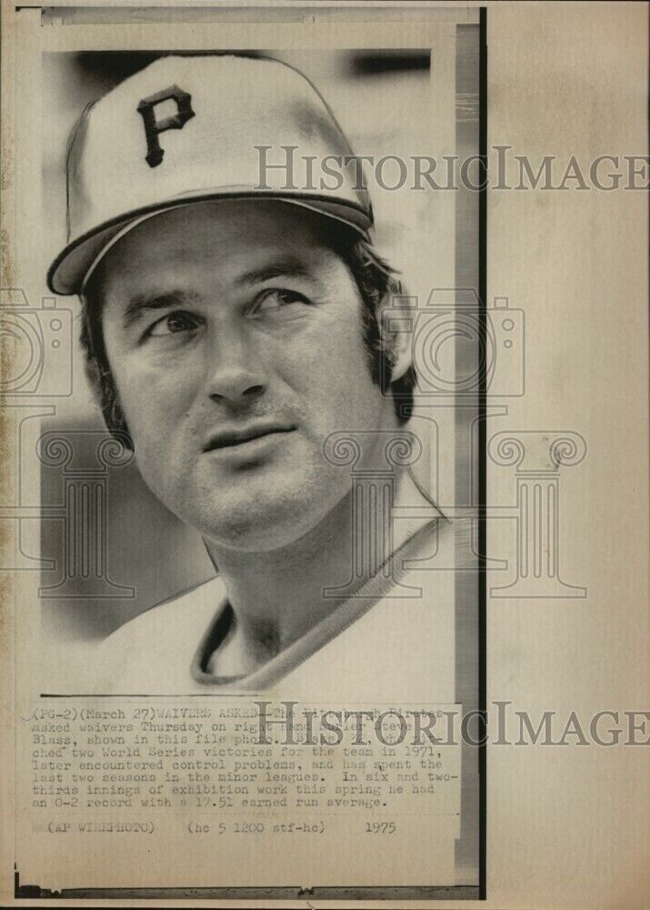 1975 Steve Blass Pittsburgh Pirates Right Handed Pitcher 11X8 Wirephoto