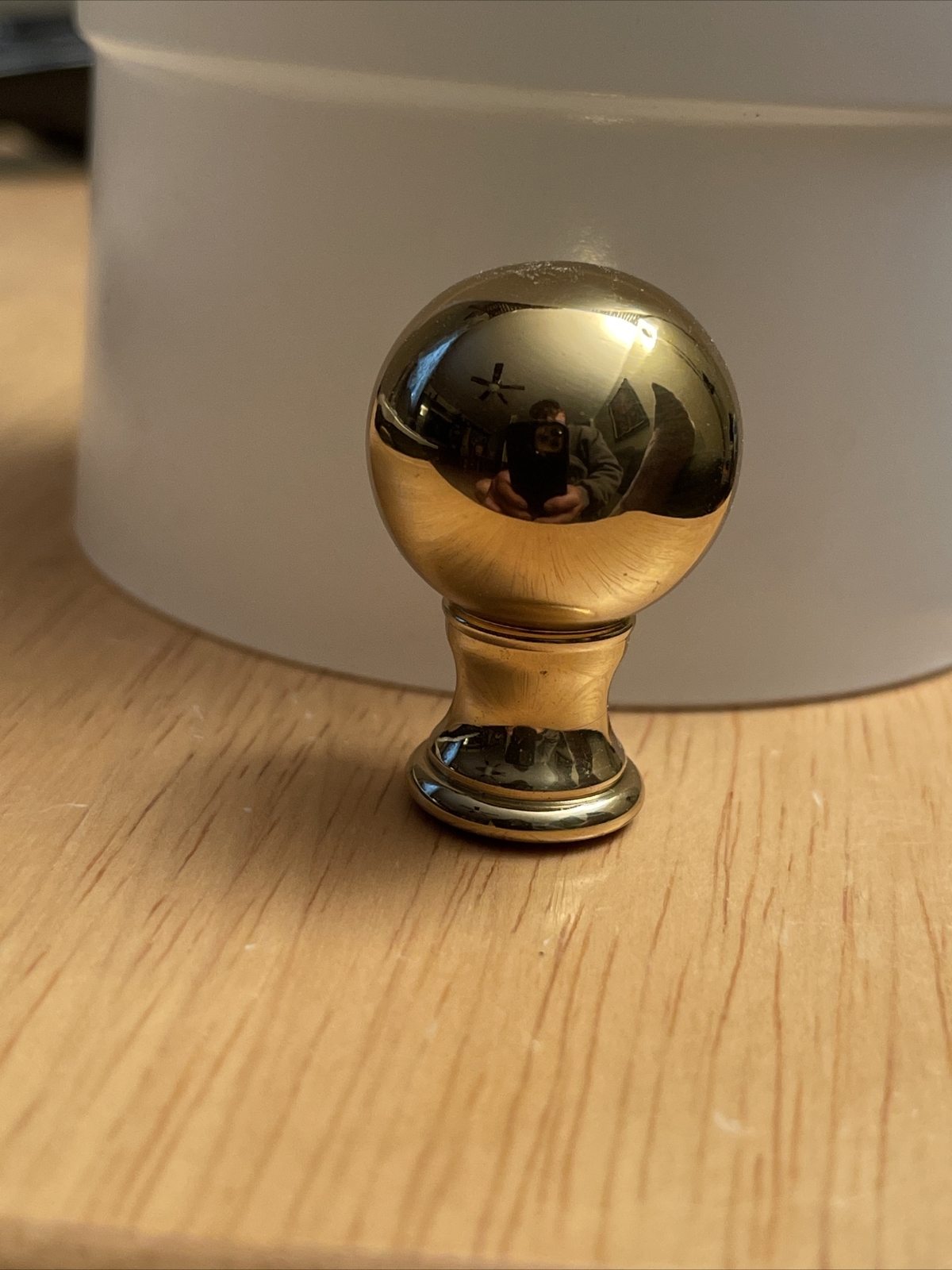 Vintage LAMP FINIAL TOPPER Solid brass Finish 1 1/2 ”tall X 1” Wide NOS 4/27 T