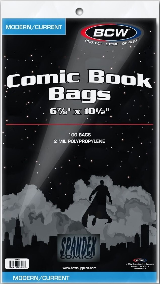 100 – BCW Current Modern 2-Mil Polypropylene Comic Bags 6 ⅞” X 10 ½” Acid Free