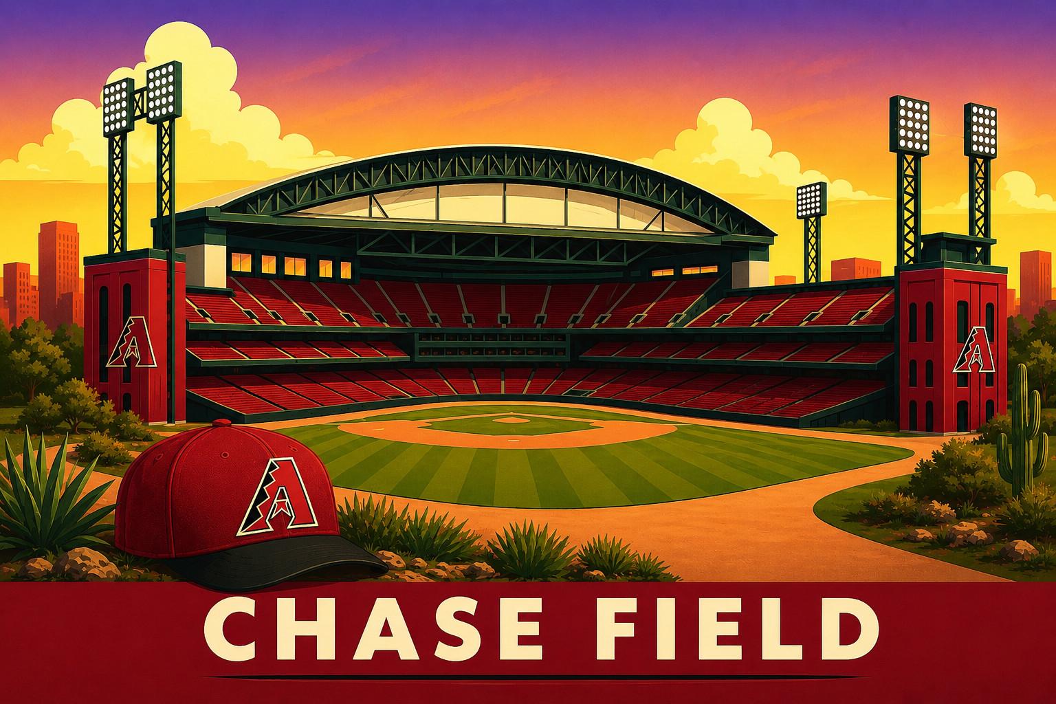 CHASE FIELD STADIUM *2X3 FRIDGE MAGNET* ARIZONA DIAMONDBACKS BASEBALL MLB GAME
