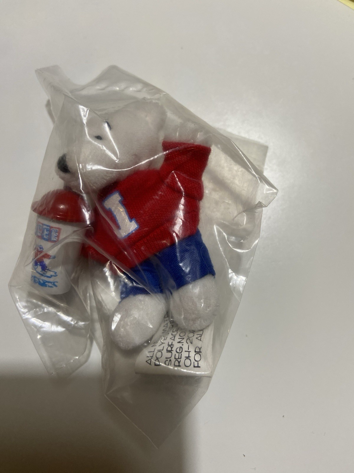 ICEE Bear Advertising Plush with plastic ICEE cup 3” Y2K