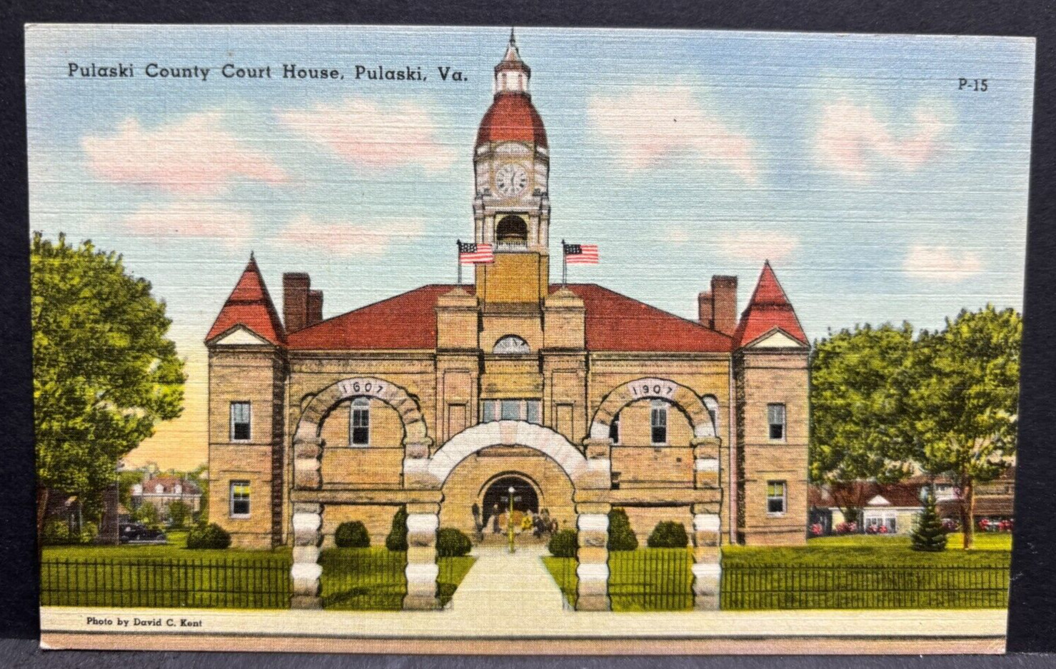 Linen Postcard Pulaski County Court House VA Virginia Unused