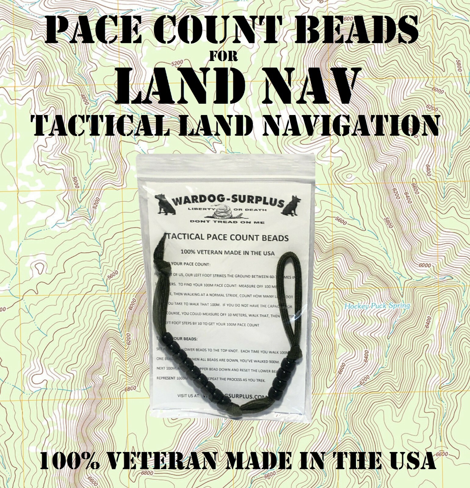 TACTICAL PACE COUNT RANGER BEADS LAND NAV HIKING HUNTING USGI VETERAN MADE NEW