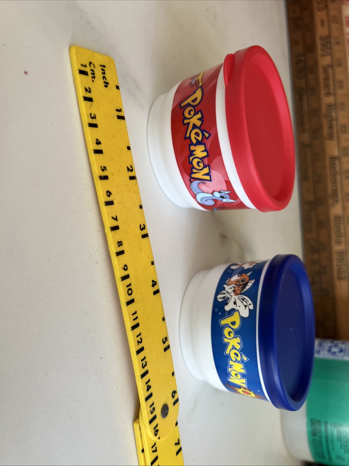 Vintage Pokemon Tupperware snack cups 2000 Blue Red NEW
