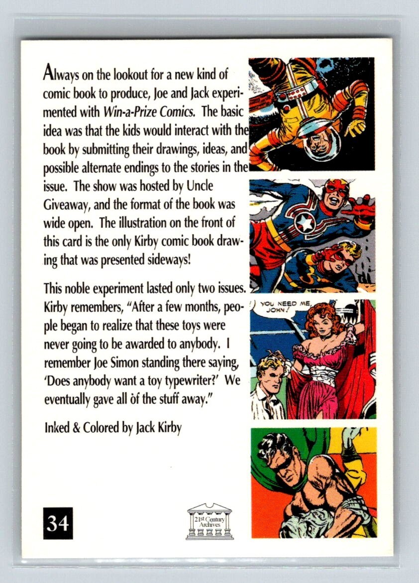 1994 Comic Art Tribute Joe Simon & Jack Kirby Trading Card #34 Win-A-Prize