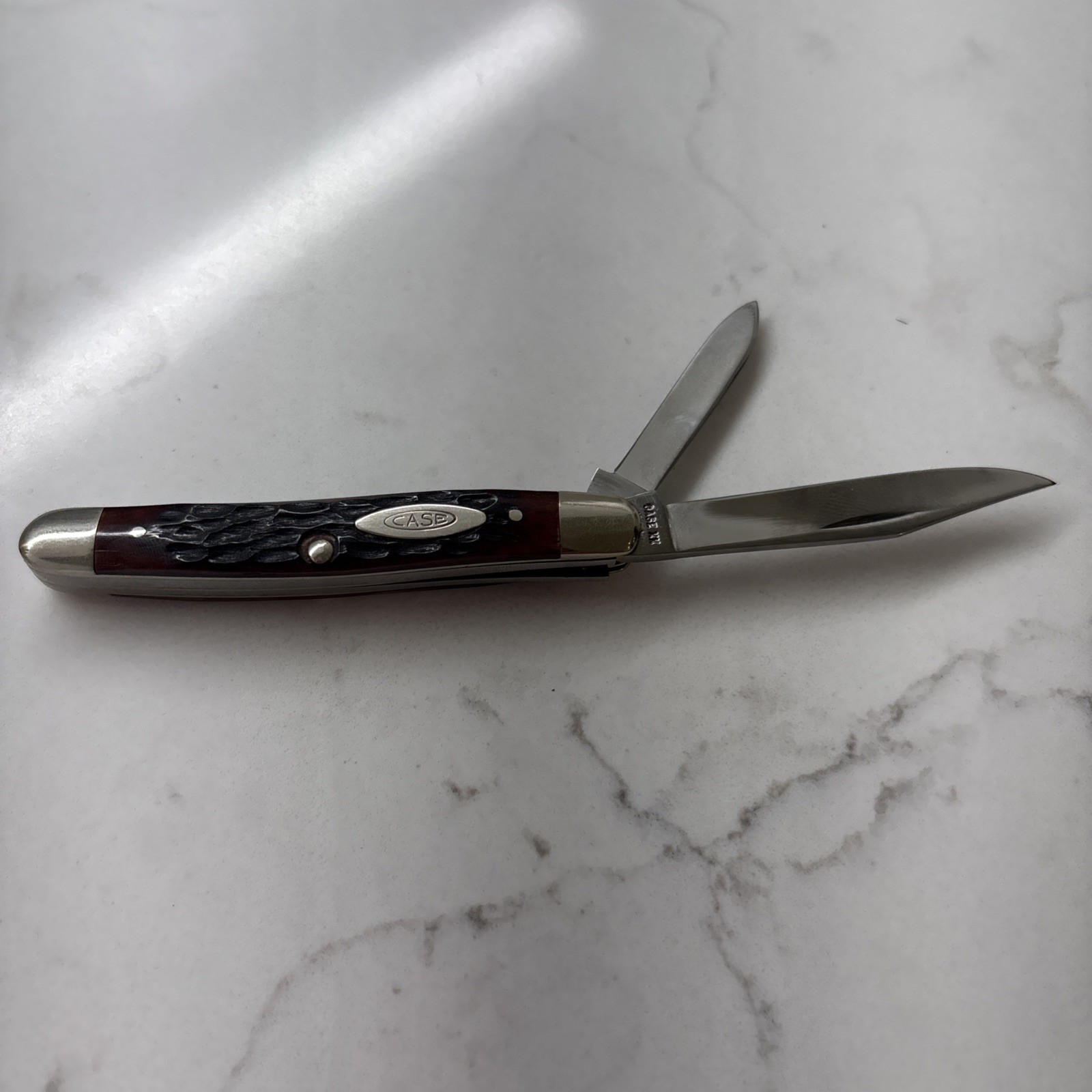 Vintage Case XX USA 6227 Pretty Red Bone/black Pen Knife 1965-1969 Exc.