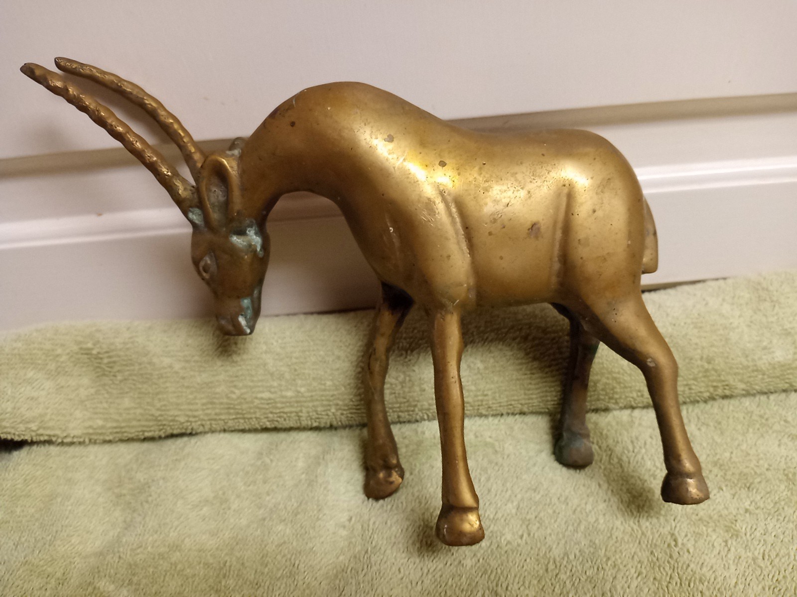 Vintage Brass Gazelle Antelope Figurine Mid Century Safari Animal Sculpture