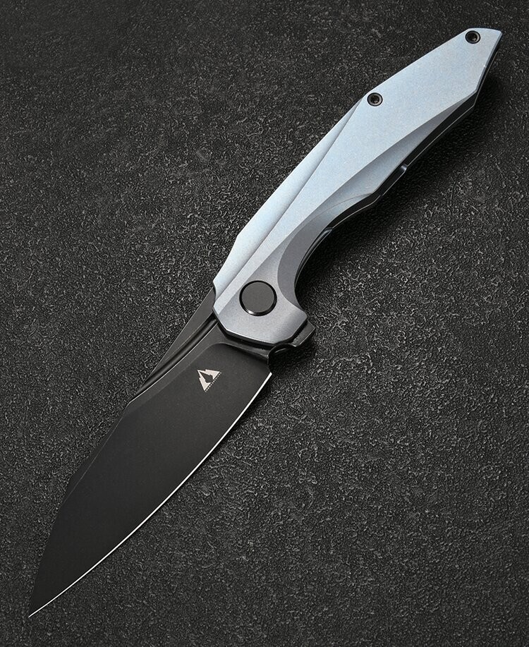 CMB Made Knives Dagon Folding Knife 3.62″ M390 Steel Blade Blue Titamium Handle