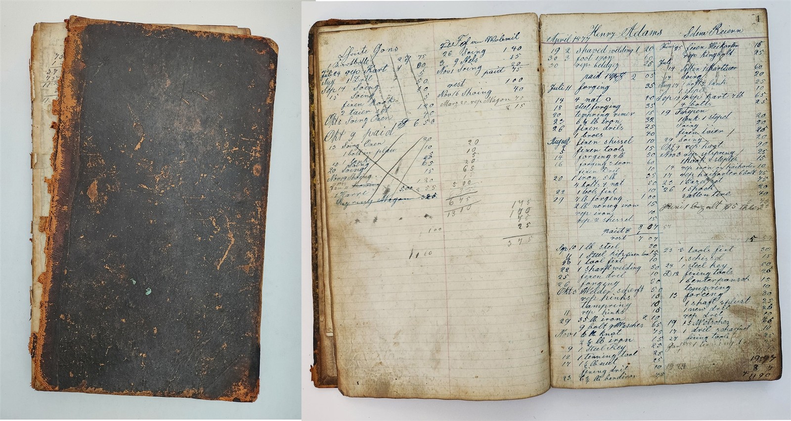 1877-79 antique HENRY A. STEPHAN rockville ct WAGON HORSESHOEING LEDGER invoices