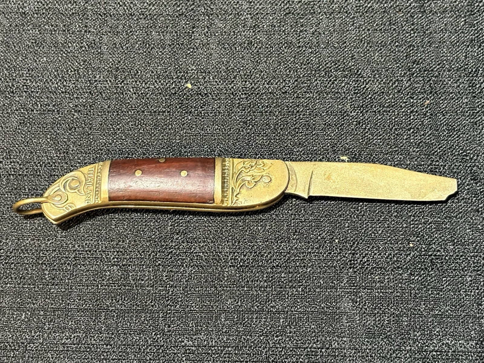 Antique Thai- Silver Gold or Brass Folding Knife Pocket 1960s (broken Tip)