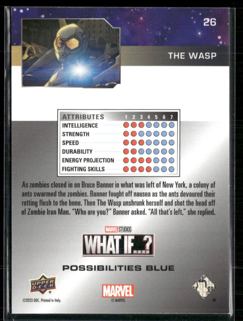2023 Upper Deck Marvel What If? Possibilities Blue /388 #26 – The Wasp