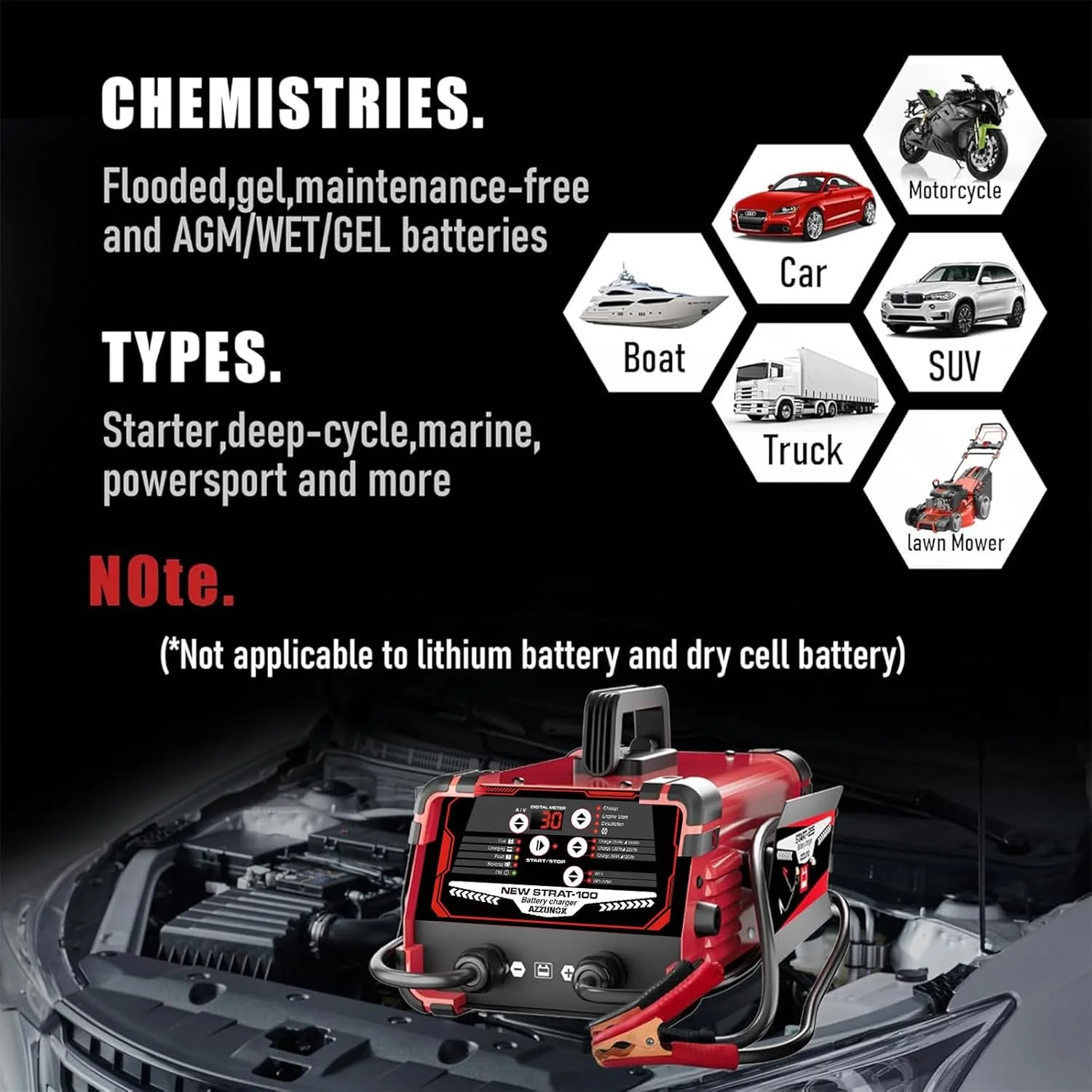 Heavy Duty Car Battery Charger & Jump Starter 12V 24V 30A Deep-Cycle Batteries..