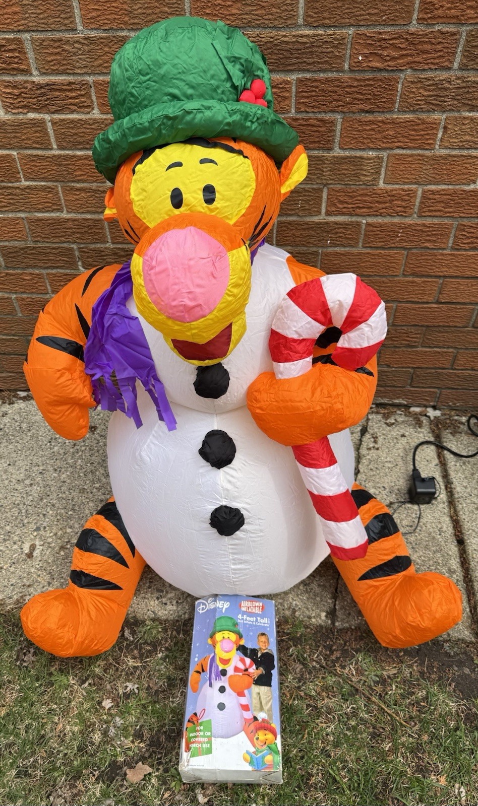 2004 Gemmy 4ft Disney Tigger Snowman Christmas Airblown Inflatable Tested