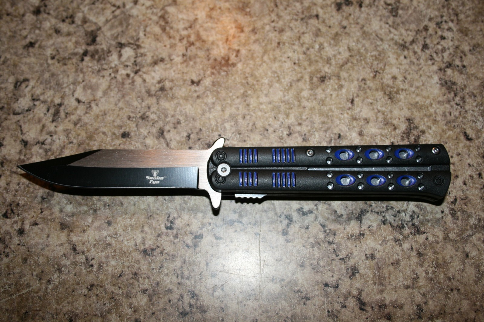 9″ BLACK & BLUE E-Z OPEN TACTICAL Combat Spring Open Assisted Pocket Knife NEW