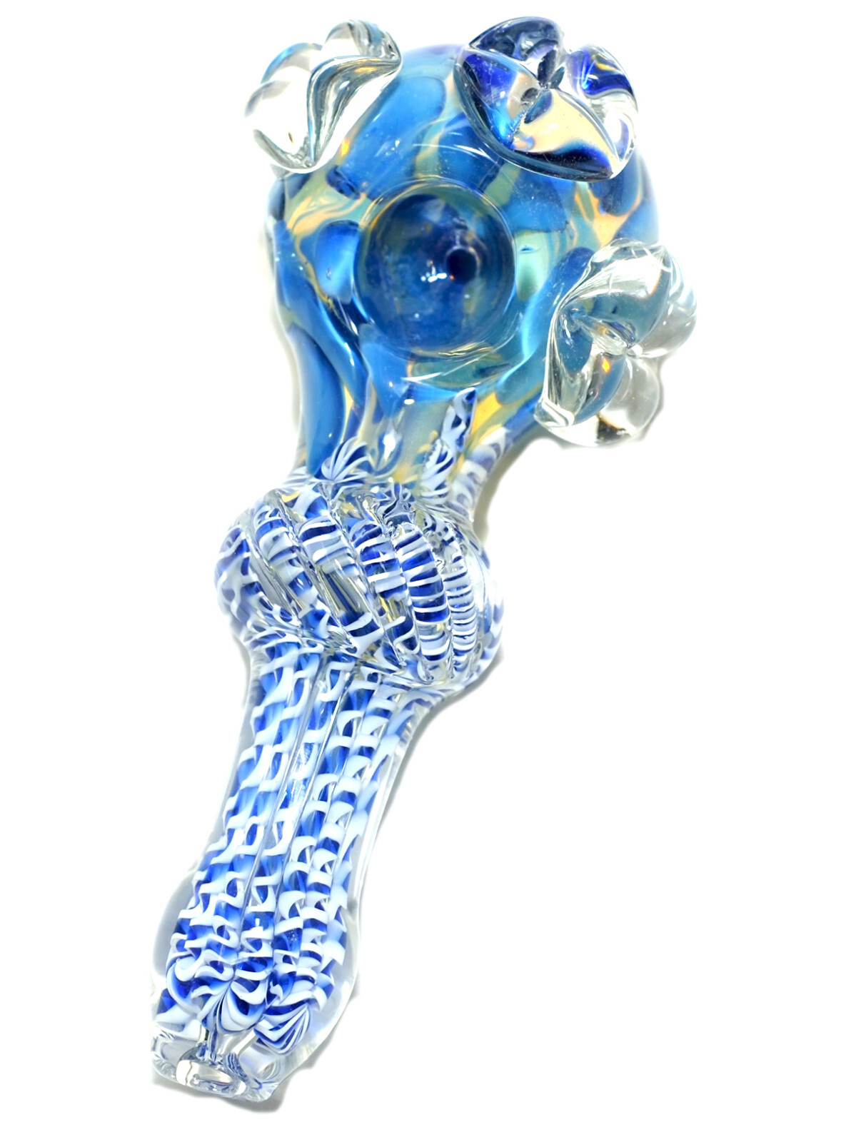 4.5″ Blue Glass Spoon Pipe with Dots Glass Art TOBACCO Smoking Hand Pipe
