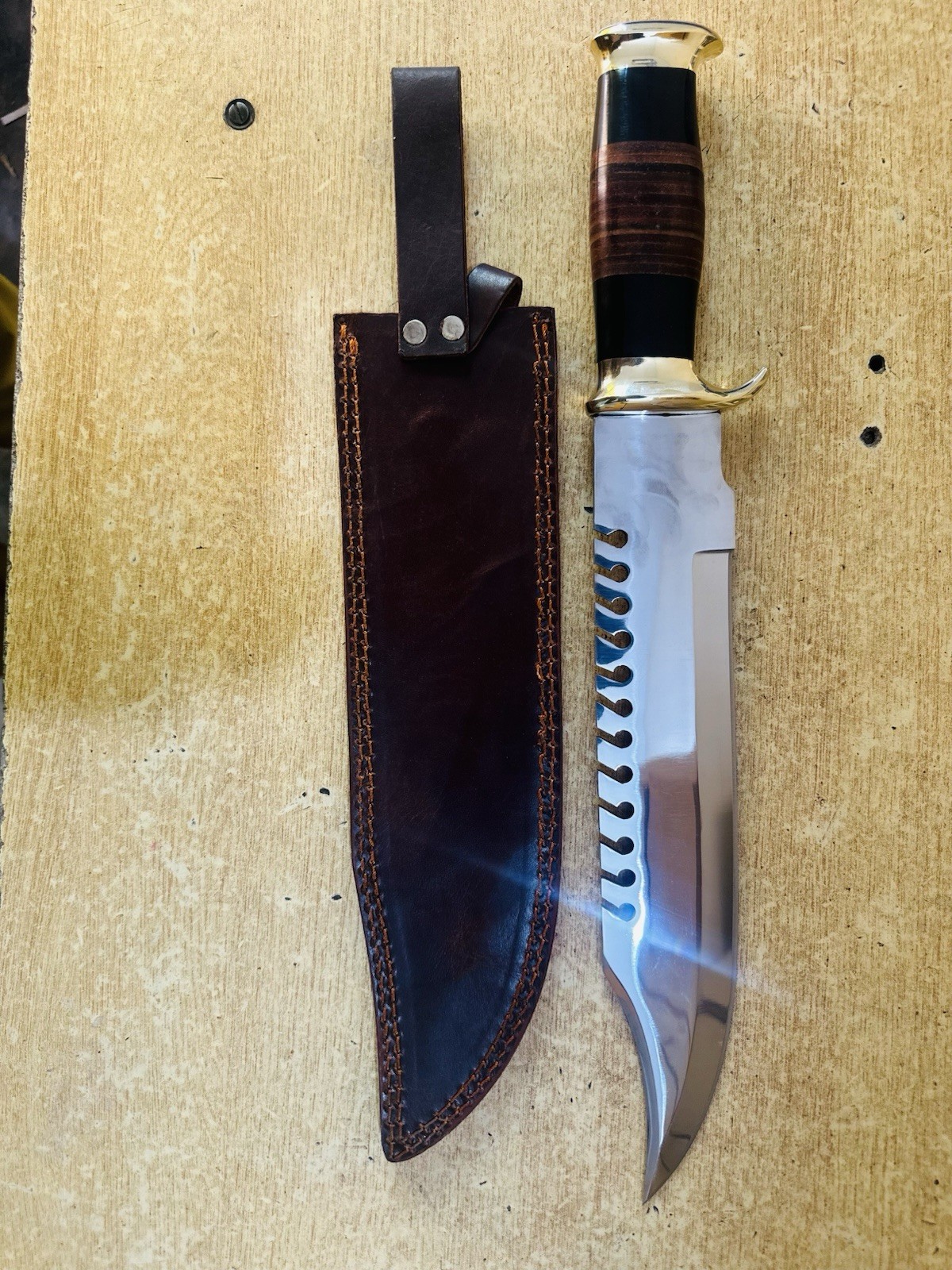 3 SetCustom Handmade Carbon Steel Blade Crocodile Dundee High Polish Bowie Knife