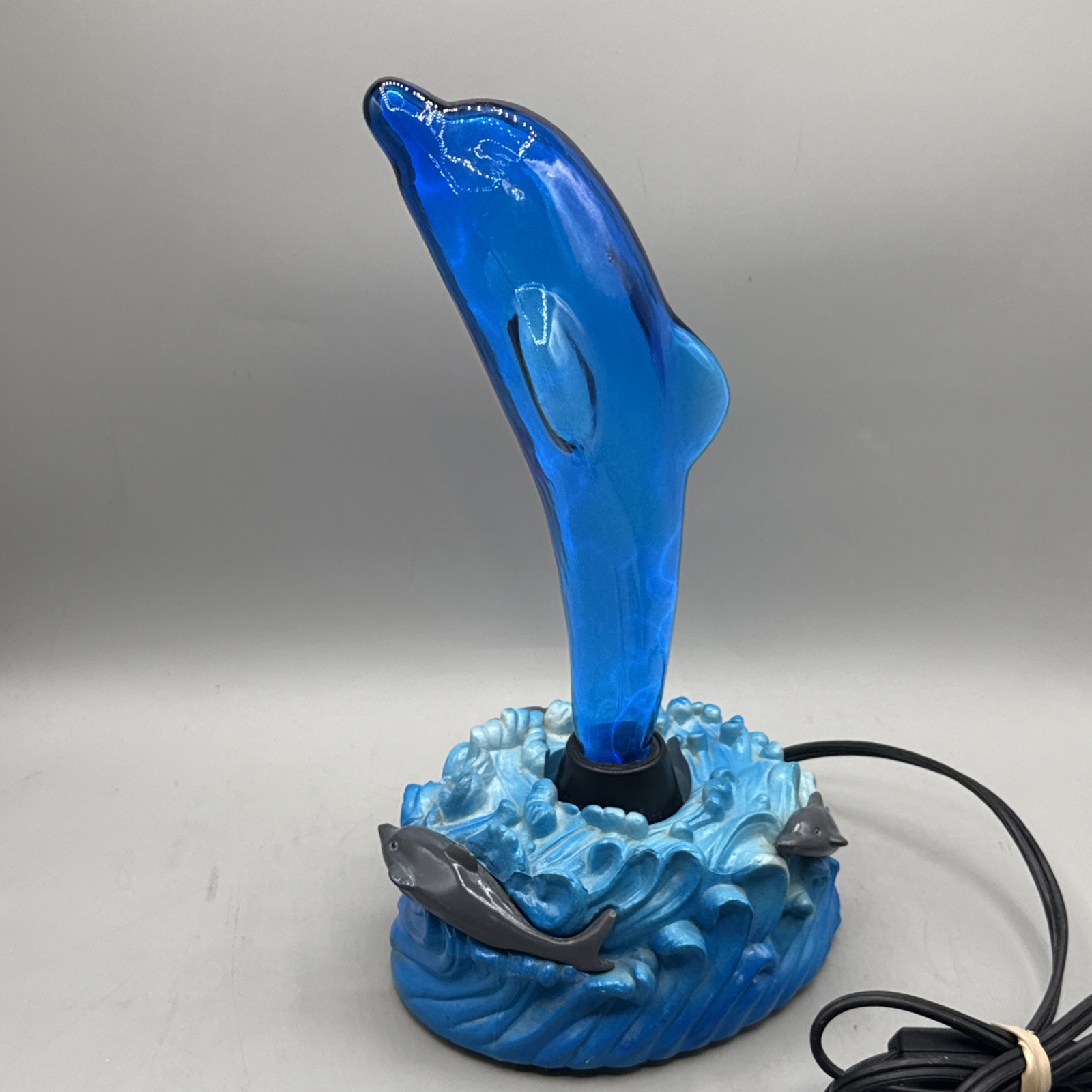 Vintage Lumisource Glass Dolphin Plasma Lamp Electric Light 12” Tall- Tested