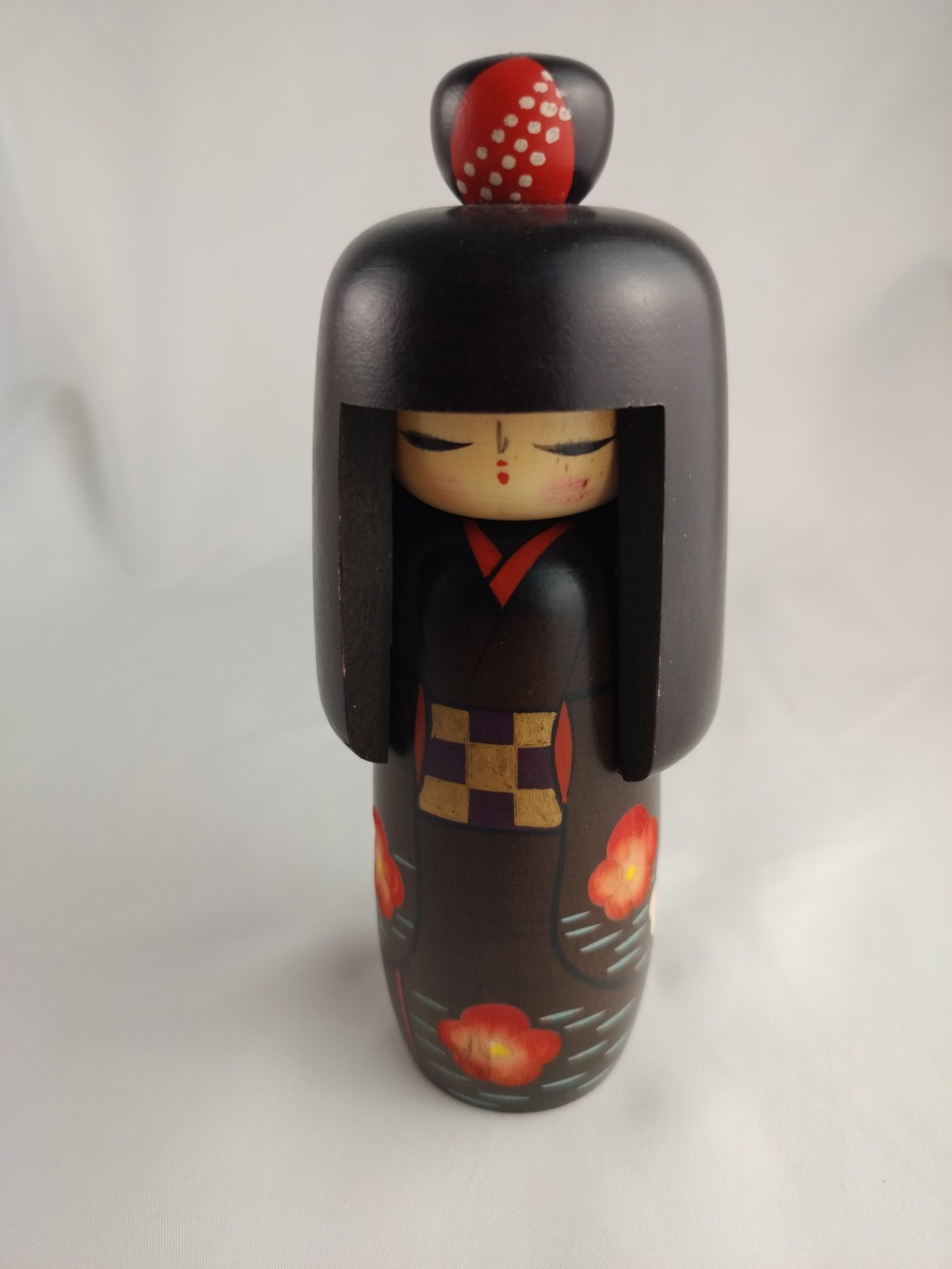 Japanese Wooden Kokeshi Doll Kimono Traditional Kunio Miyagawa Approx 7”