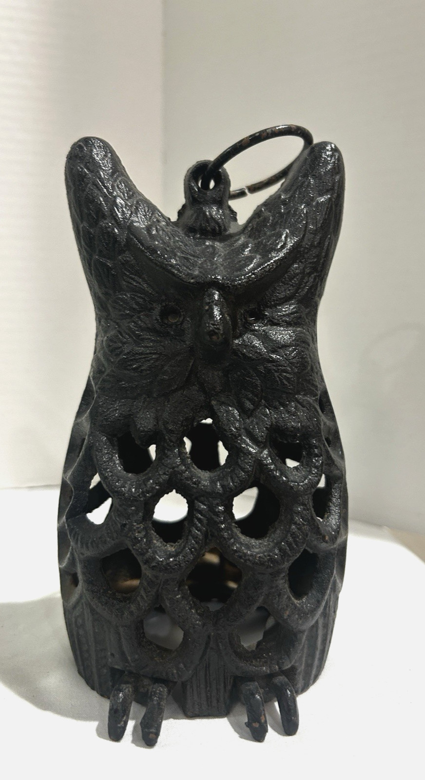 Vintage Old Cast Iron Owl Lighting Lantern 7″ Tall
