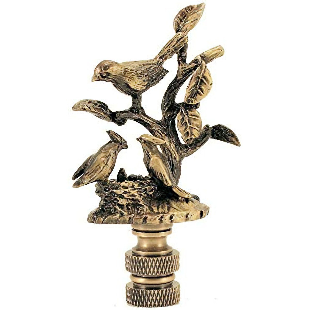 BIRD’S NEST LAMP SHADE FINIAL ANTIQUE BRASS – FINIAL THREAD