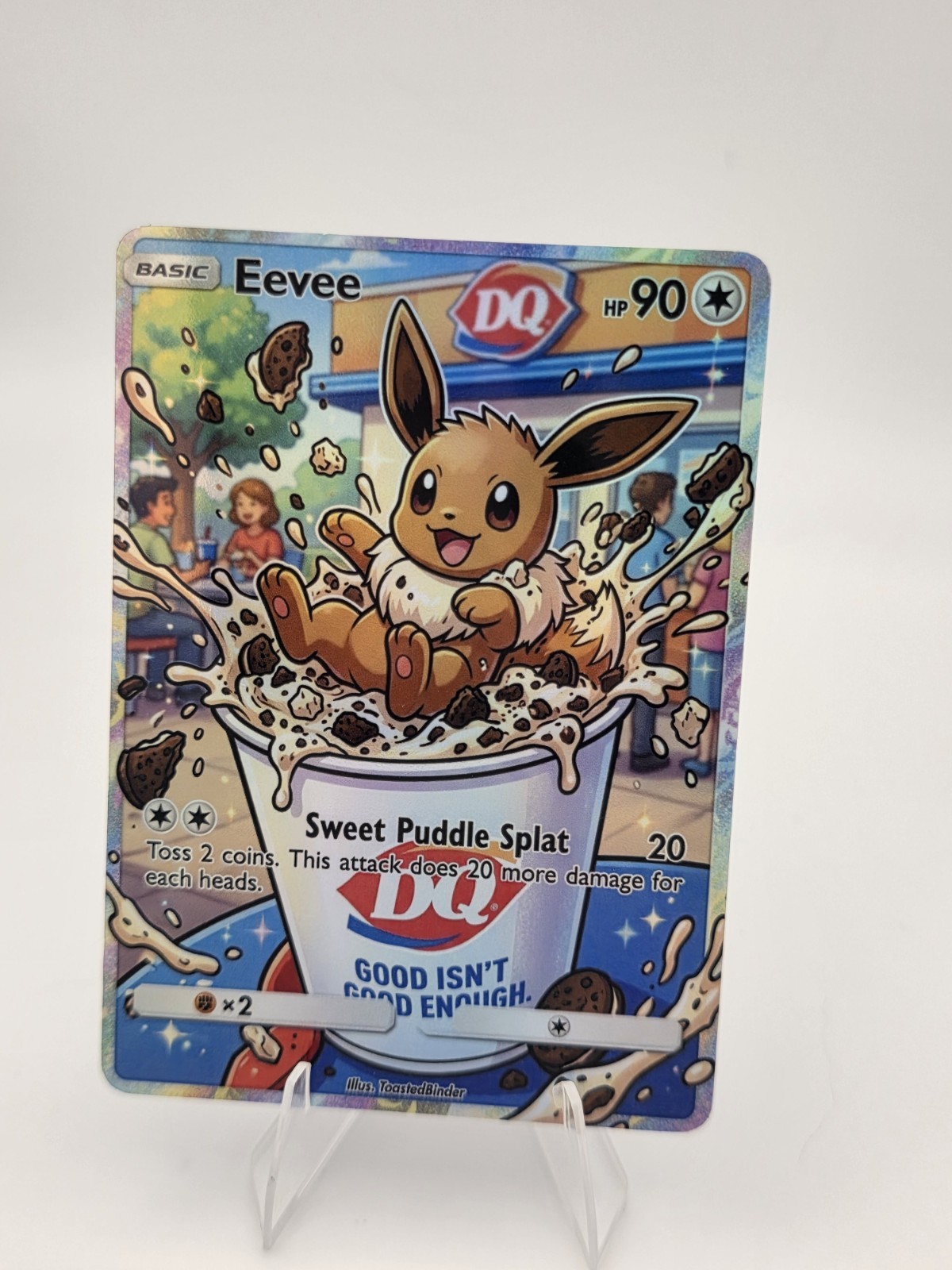 CUSTOM FAN ART Eevee Ice Cream Splat Holo Card