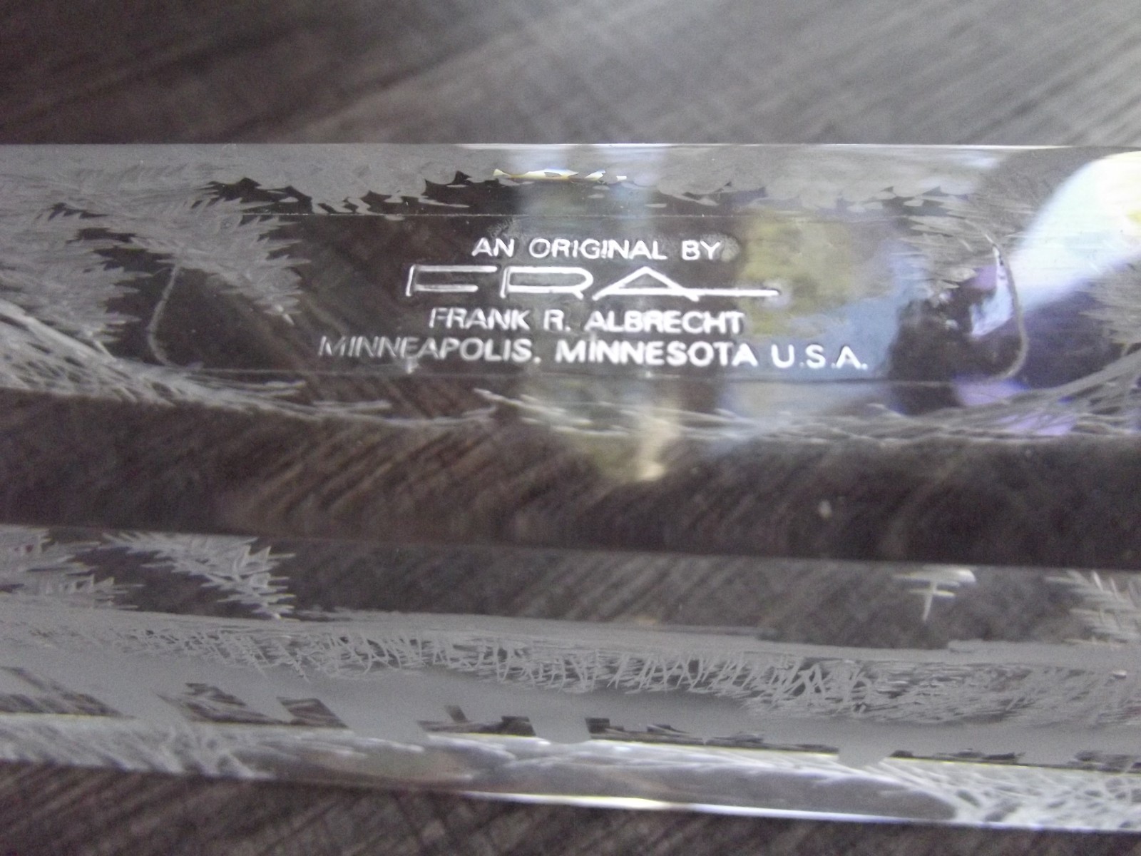 Frank Albrecht Lucite 3D Reverse Carved Sculpture-1992-Minneapolis Panorama