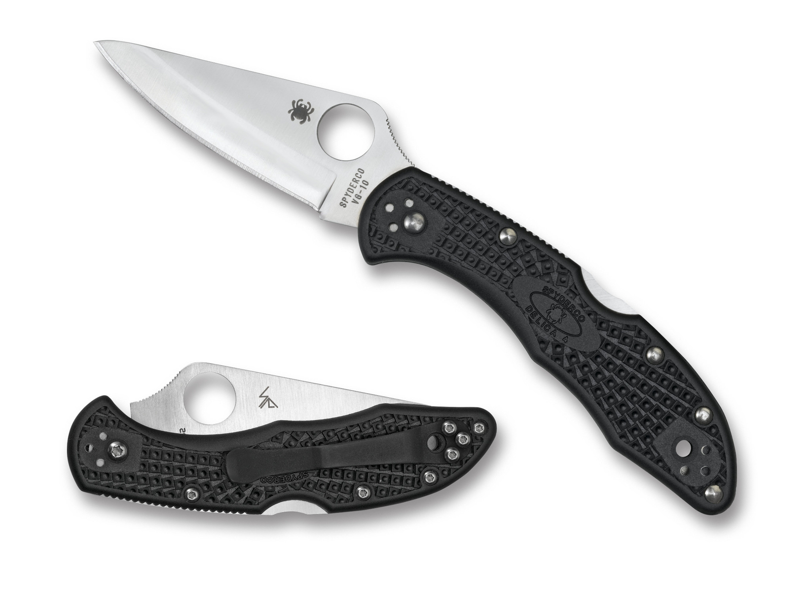 Spyderco Delica 4 Knife C11PBK Saber Ground Plain Edge VG-10 Blade Black FRN