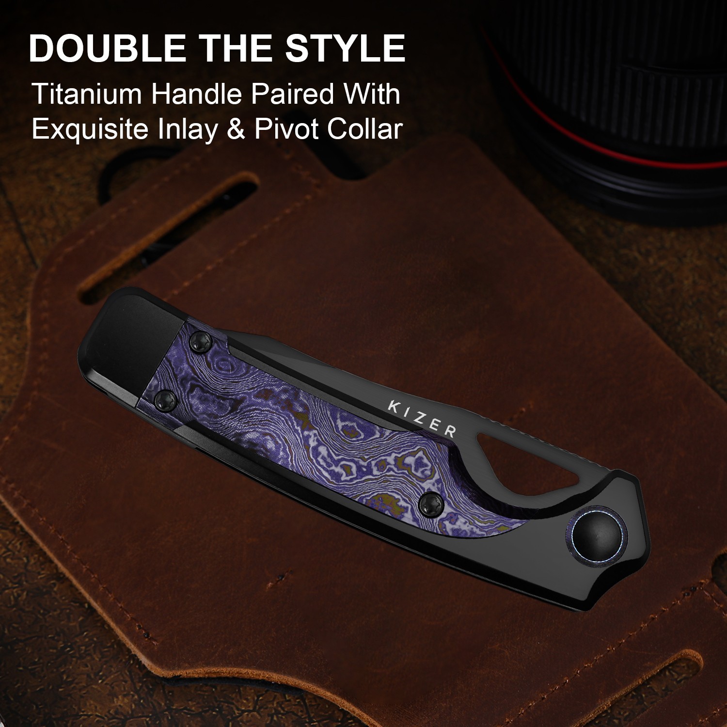 Kizer Ara Pocket Folding Knife CPM Cruwear Blade Titanium & Timascus Handle