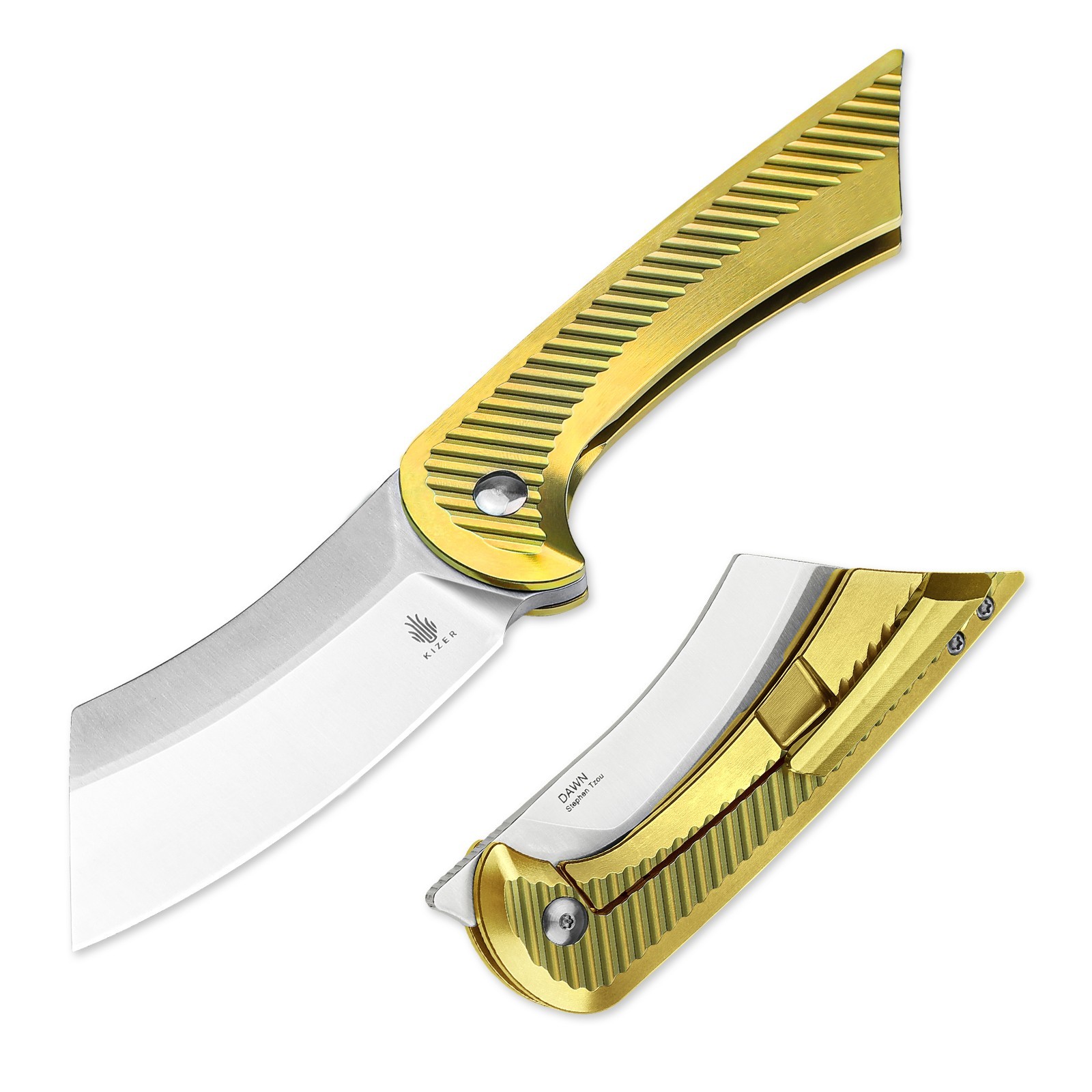 Kizer Dawn Sheepsfoot Pocket Folding Knife S35VN Blade Titanium Handle KI3673A1