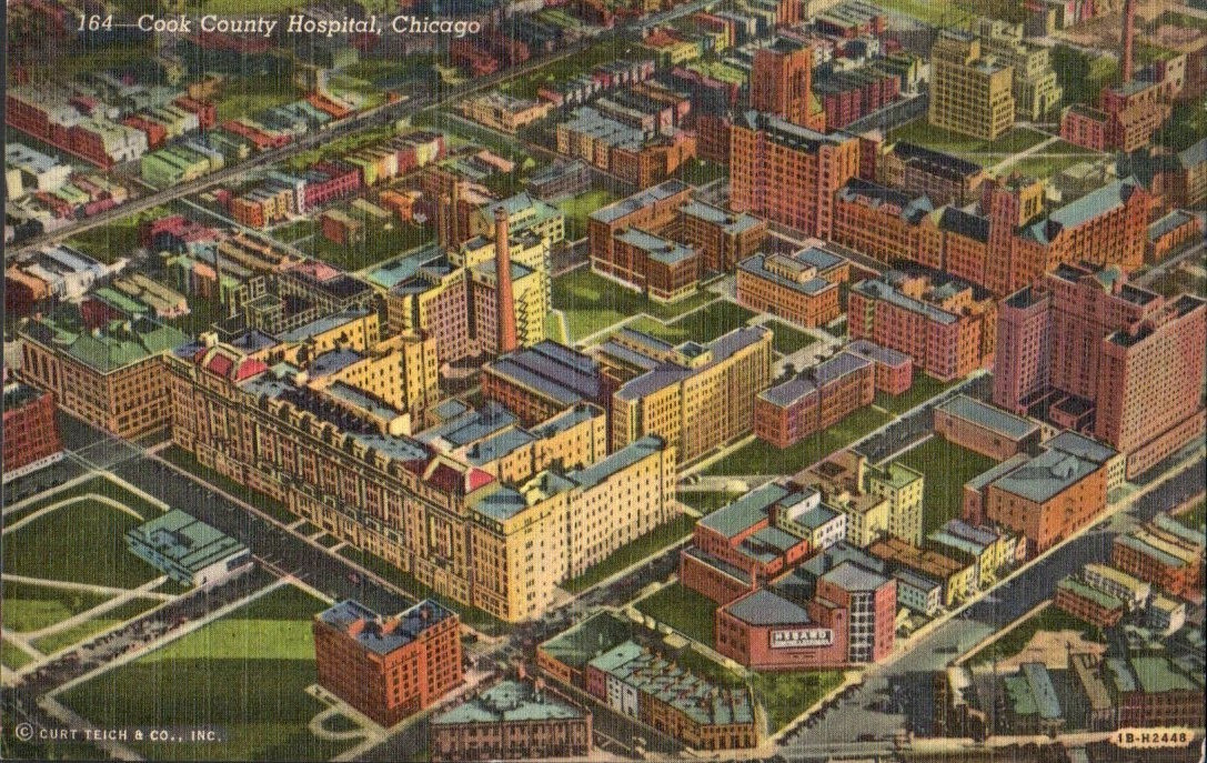 Cook County Hospital Chicago Illinois IL Aerial View c1930s Postcard