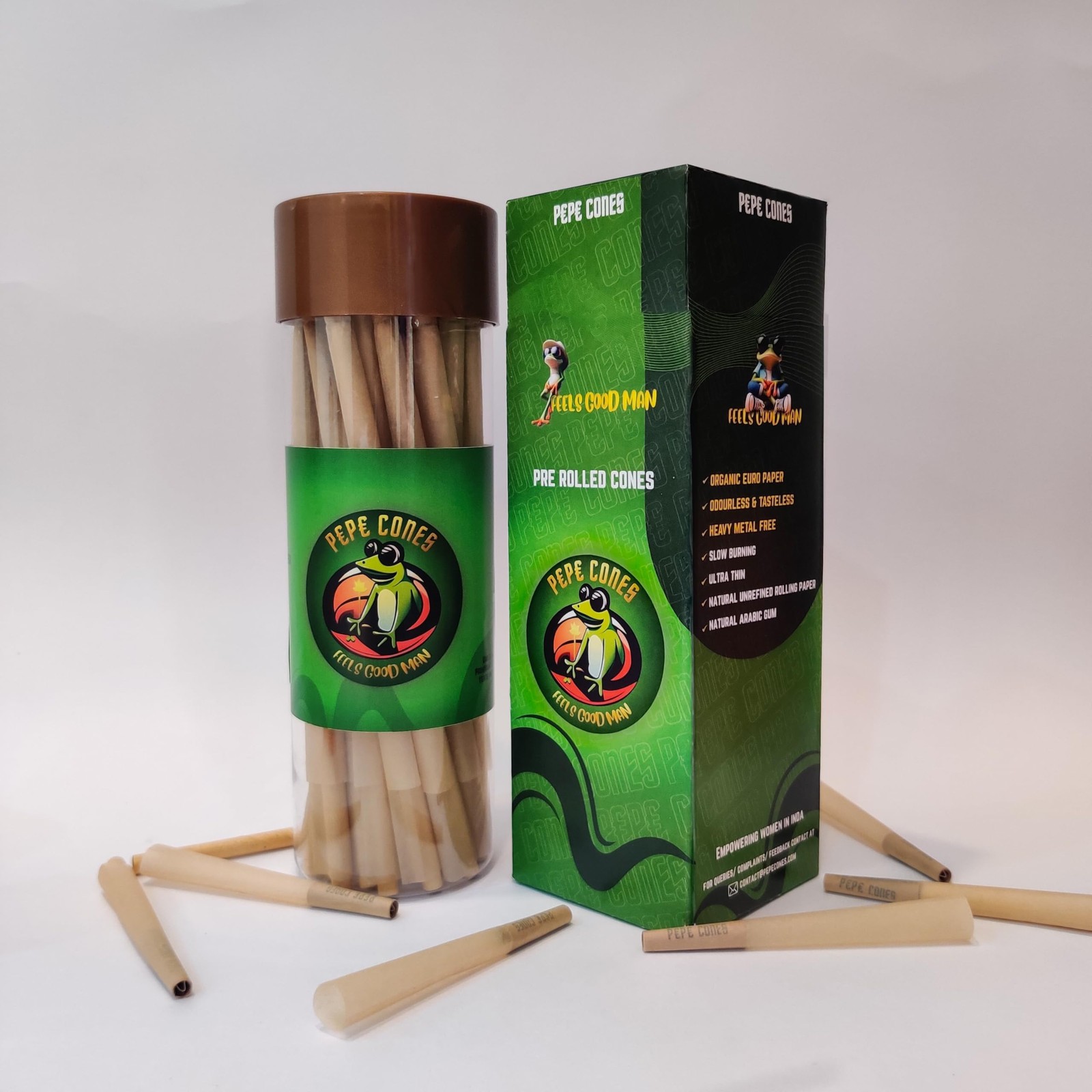 100 King Size Pre Rolled Cones – Natural, Slow Burn w/ Tips & Tubes