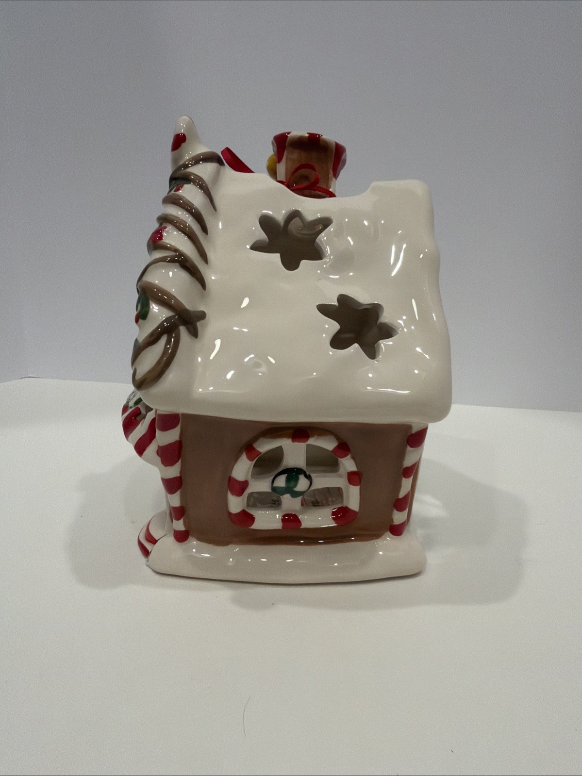 2012 Blue Sky Clayworks Ceramic Gingerbread Bakery Tealight Candle House NWT