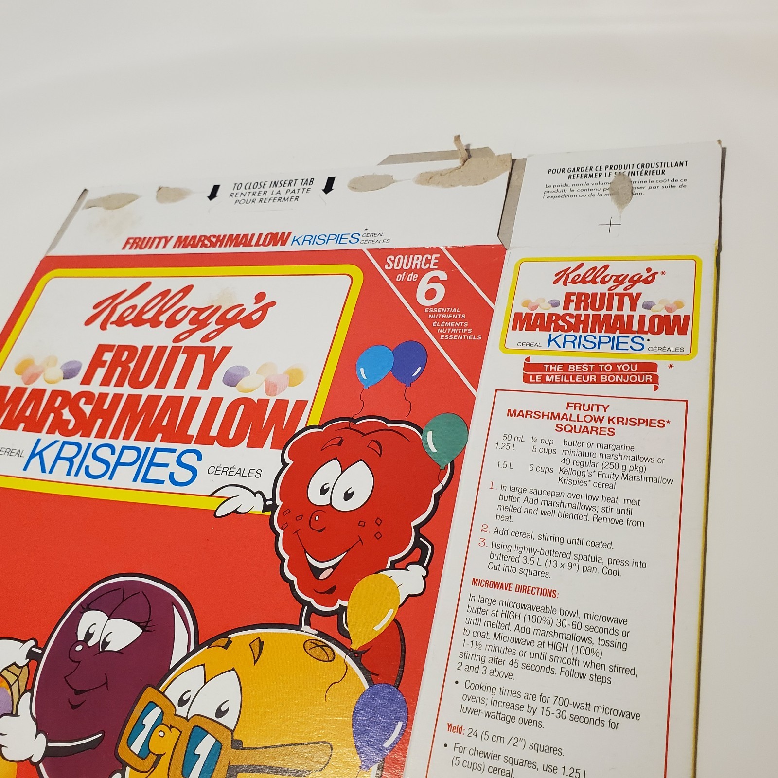 Vintage 1990 1991 Kelloggs Fruity Marshmallow Krispies Cereal Box Looney Tunes