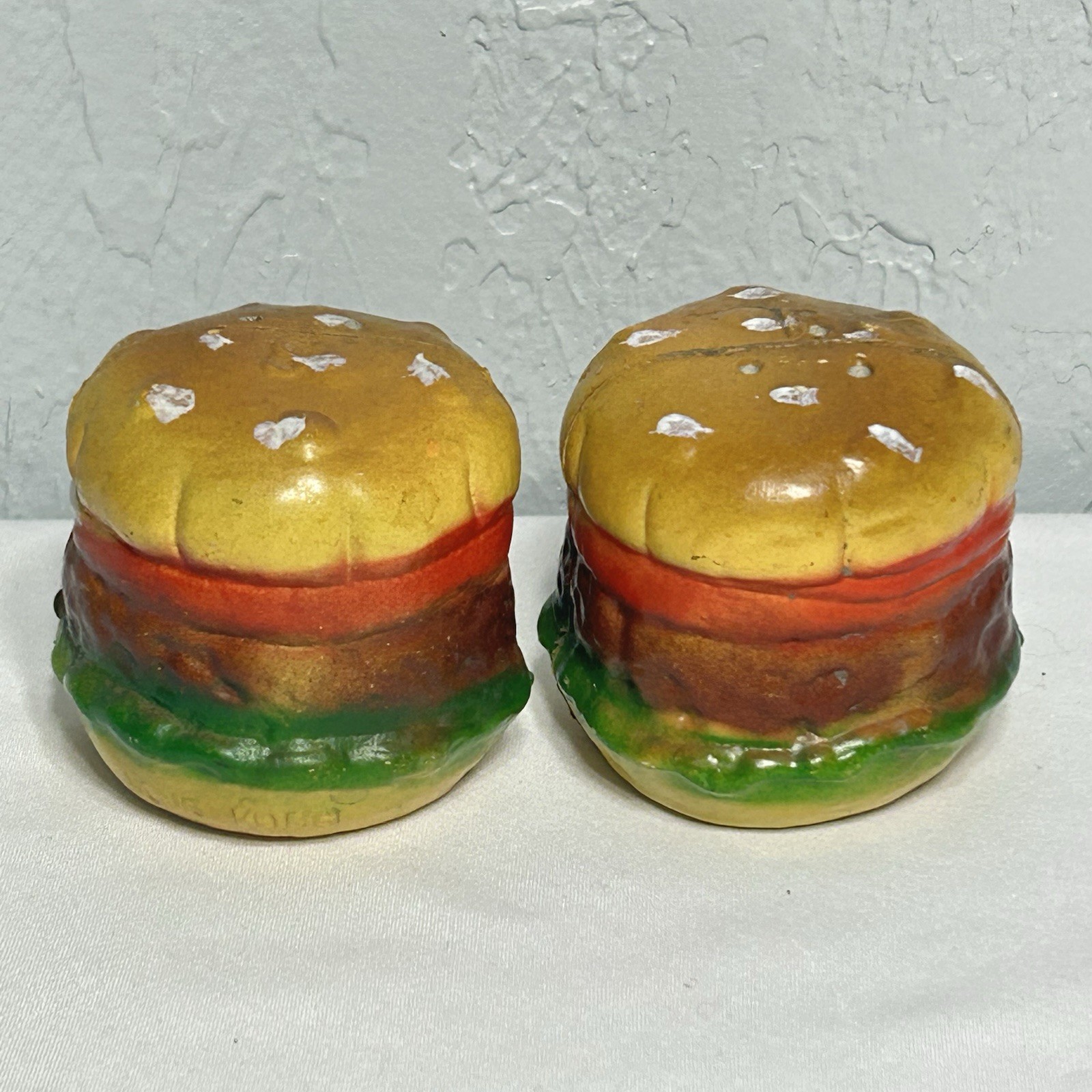 Cheeseburger Salt and Pepper Shakers Vintage MCM Novelty Hong Kong