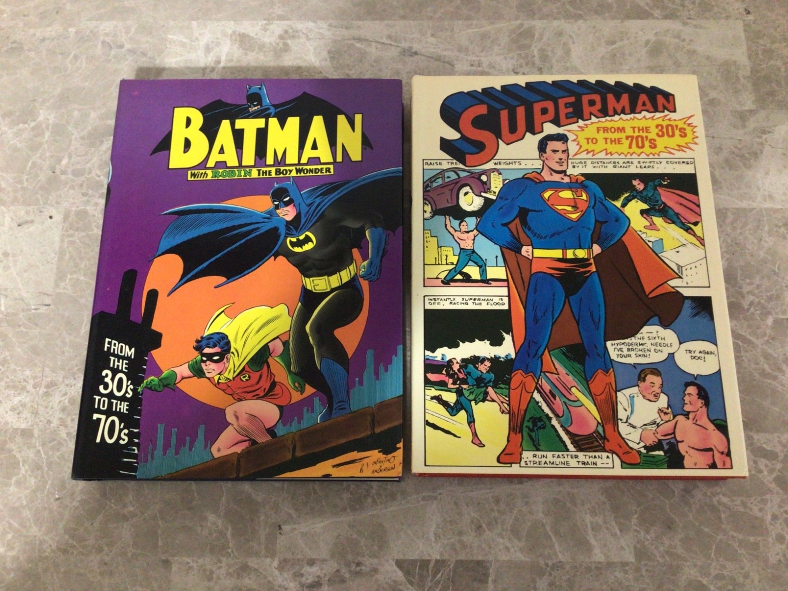 BATMAN WITH ROBIN THE BOY WONDER + SUPERMAN FROM THE 30s to the 70s HC/DJ