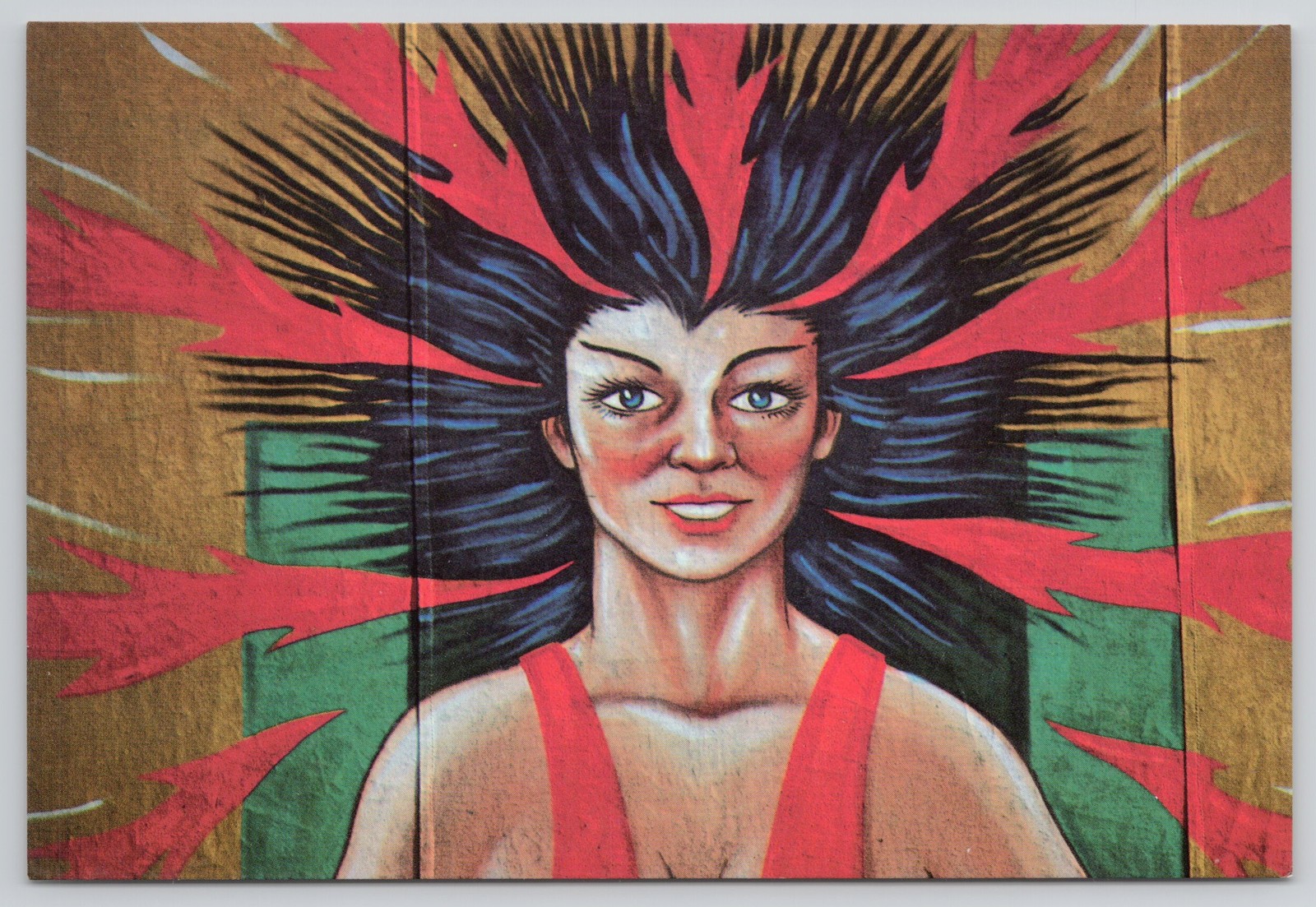 Circus Sideshow Freak Banner Fire Headed Woman Americana Folk Art 1930s Postcard