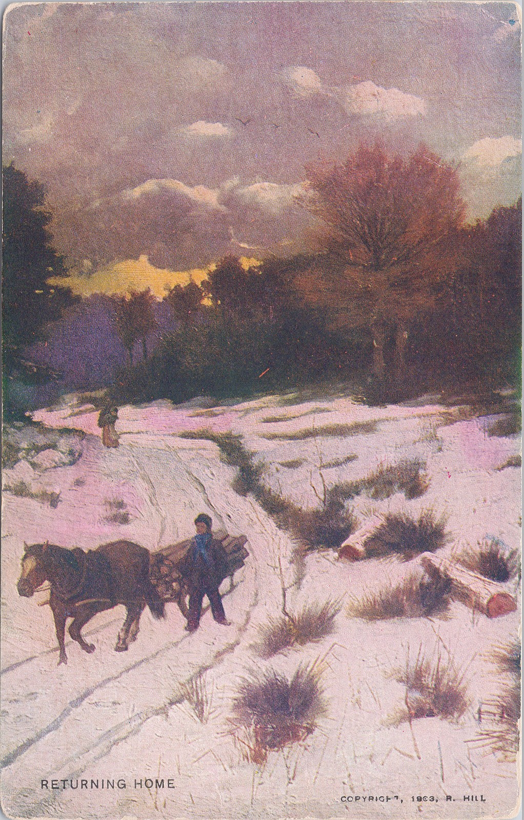 Undivided Back Postcard Western Cowboys Horses Desert Camp Scene